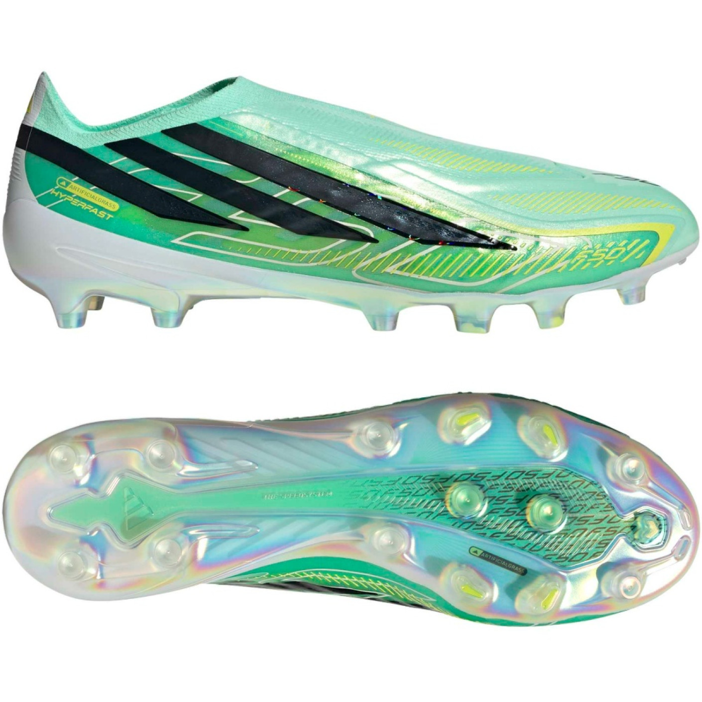 adidas F50 Hyperfast Elite Veterloze Kunstgras Voetbalschoenen (AG) Mintgroen Zwart Wit