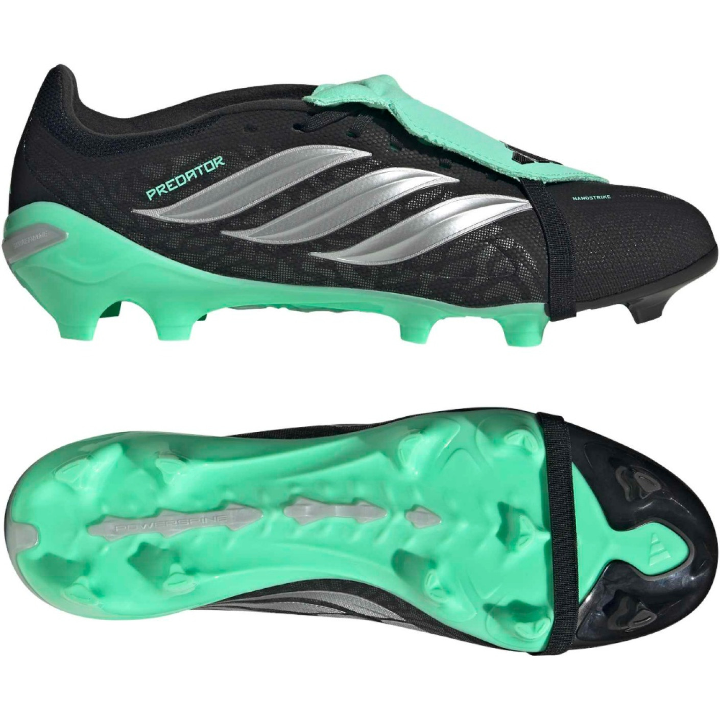 adidas Predator League FT Gras Voetbalschoenen (FG) Zwart Zilver Mintgroen