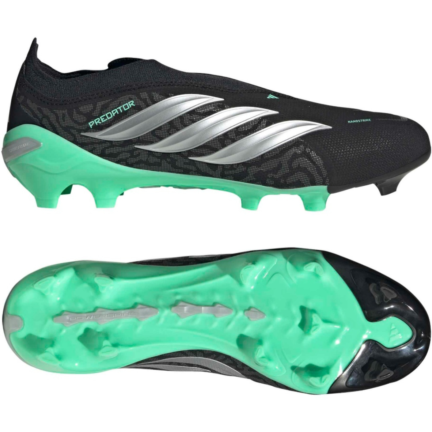 adidas Predator League Veterloze Gras Voetbalschoenen (FG) Zwart Zilver Mintgroen