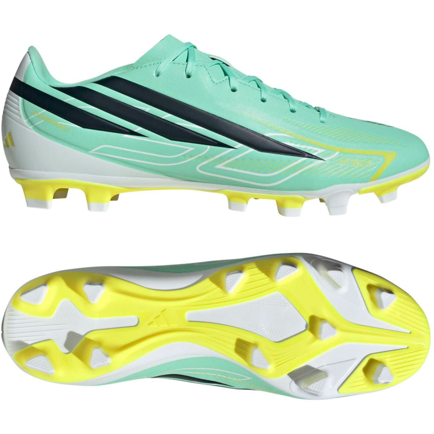 adidas F50 Club Gazon Naturel Gazon Artificiel Chaussures de Foot (MG) Vert Menthe Noir Blanc