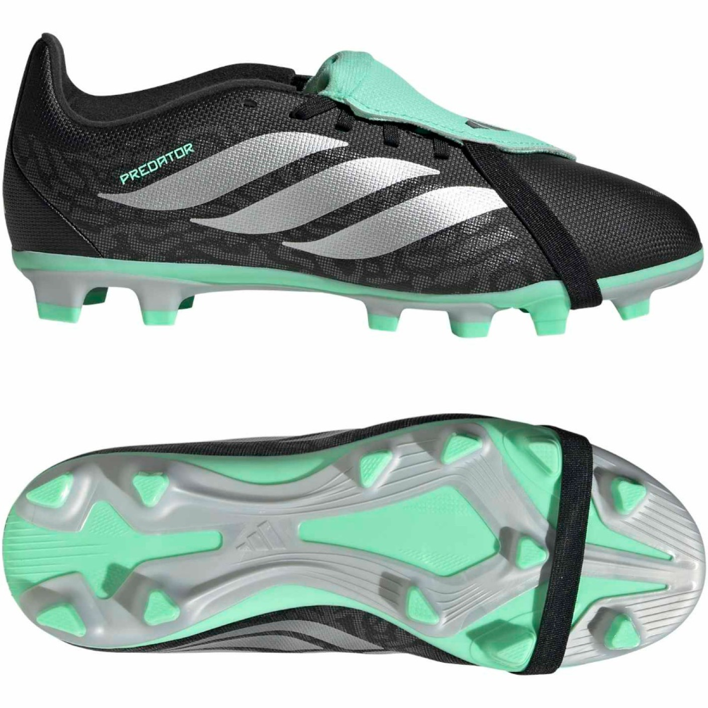 adidas Predator Club FT Gras / Kunstgras Voetbalschoenen (MG) Kids Zwart Zilver Mintgroen