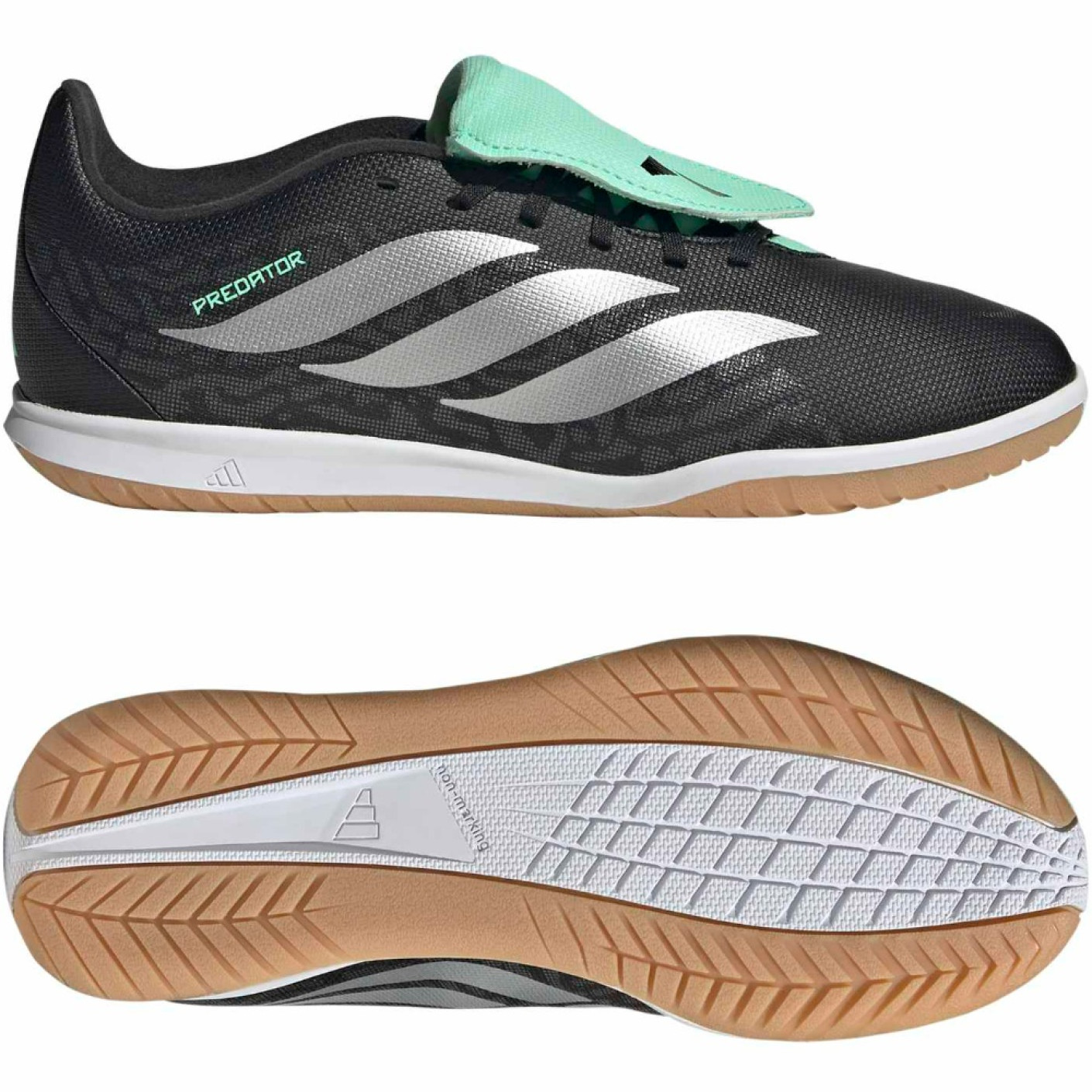 adidas Predator Club FT Zaalvoetbalschoenen (IN) Kids Zwart Zilver Mintgroen