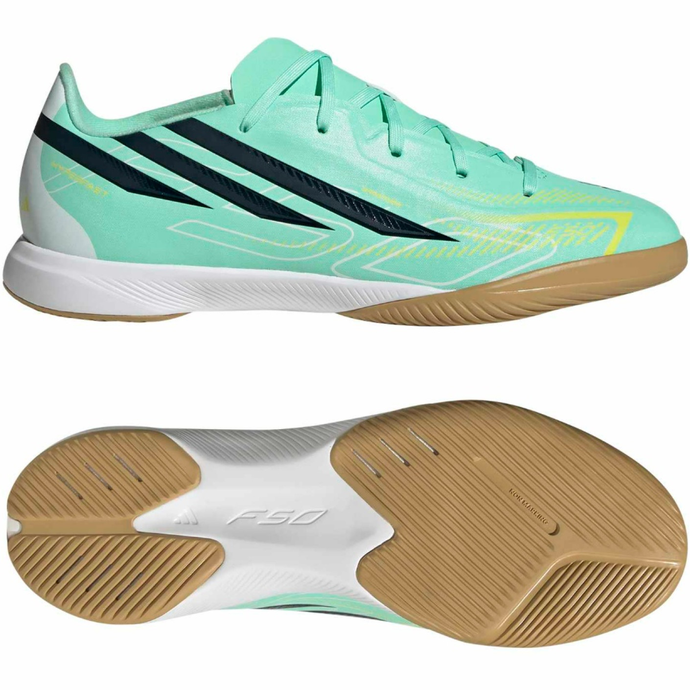adidas F50 Hyperfast League Zaalvoetbalschoenen (IN) Kids Mintgroen Zwart Wit