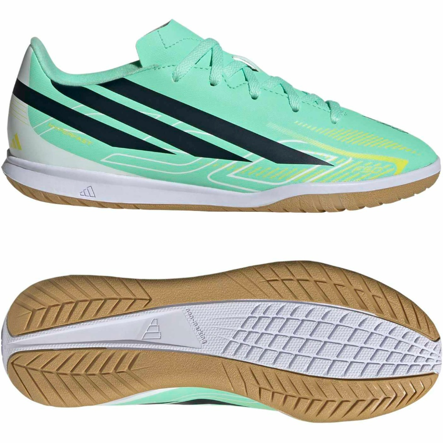 adidas F50 Hyperfast Club Chaussures de Foot en Salle (IN) Vert Menthe Noir Blanc