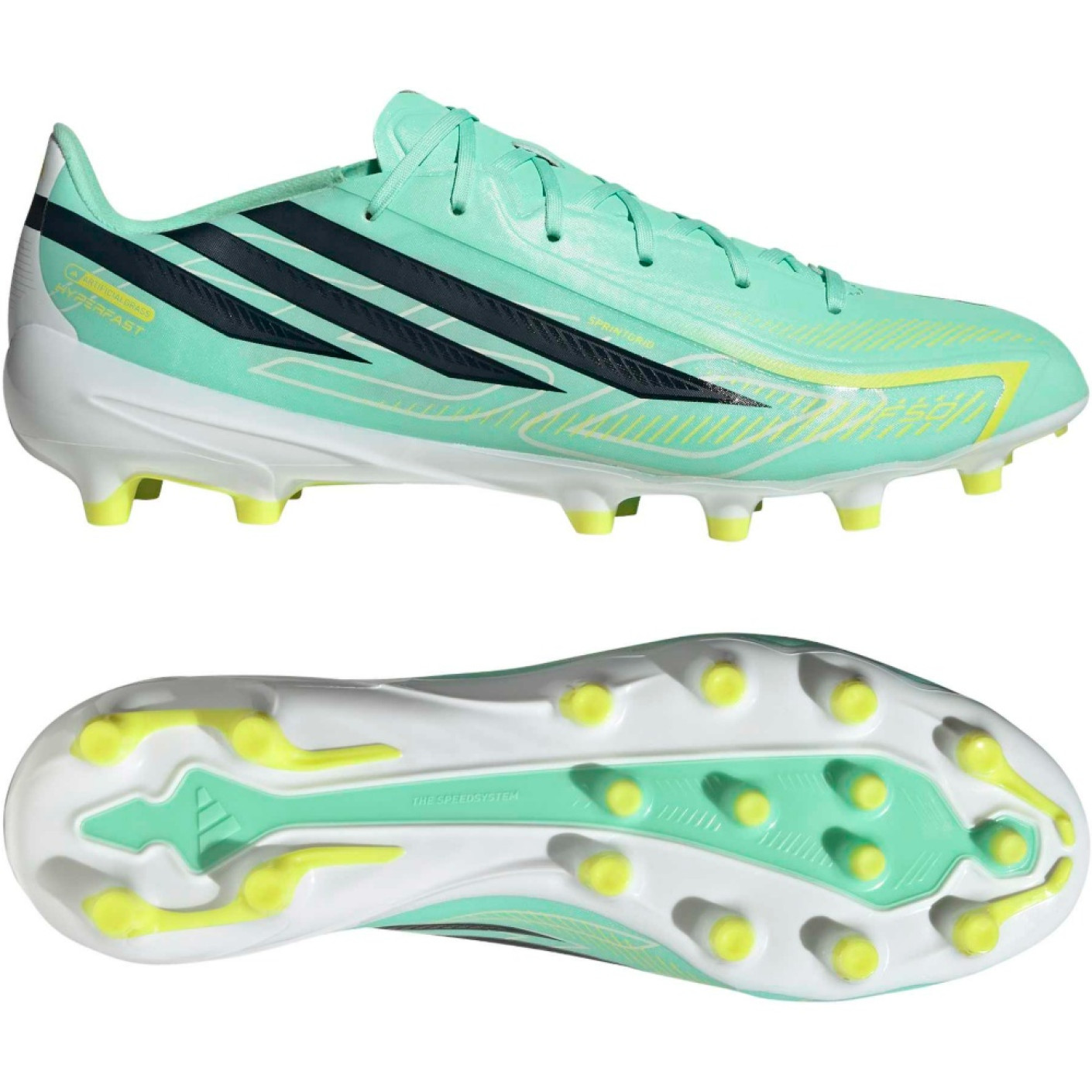adidas F50 Hyperfast League Kunstgras Voetbalschoenen (AG) Mintgroen Zwart Wit
