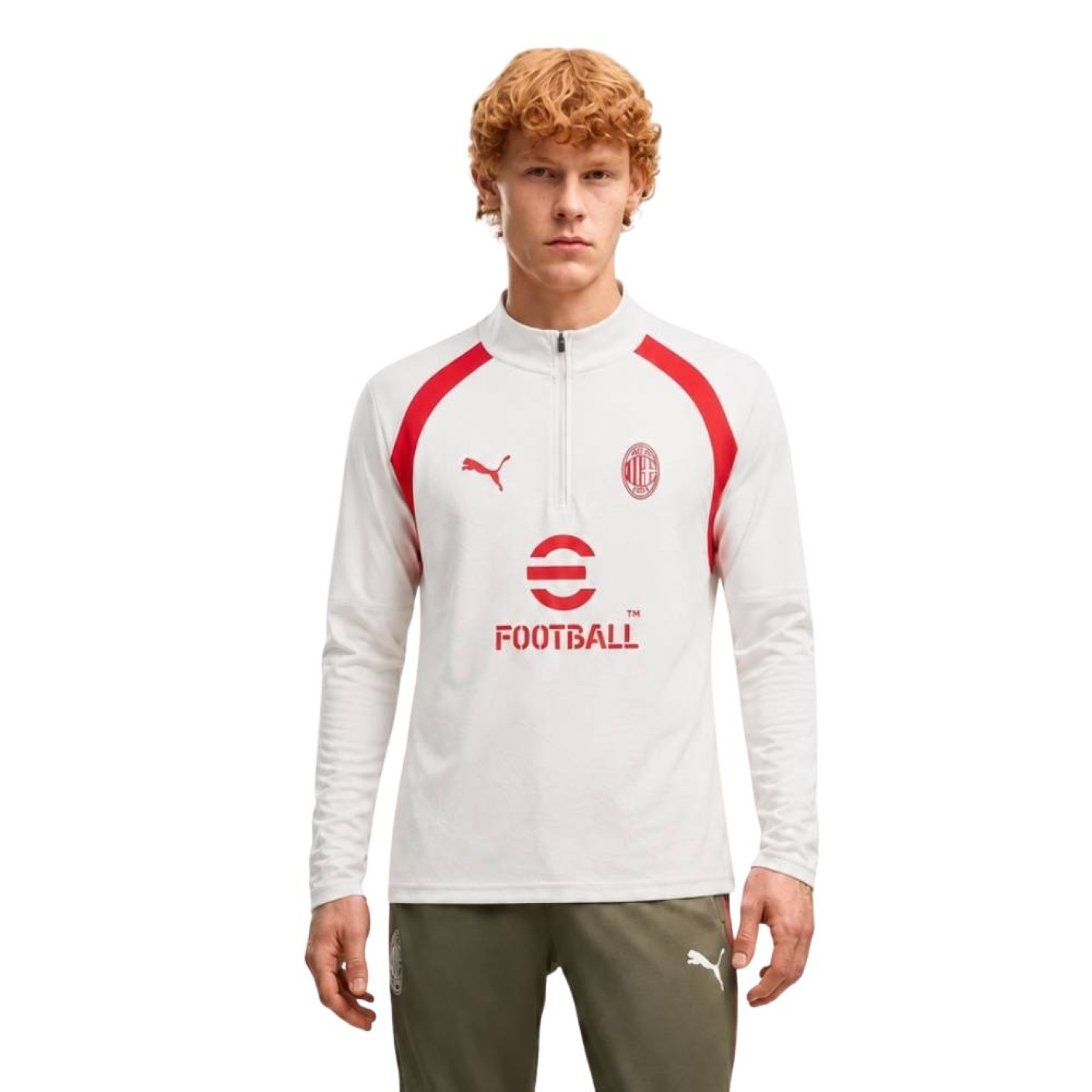 Haut d'entraînement PUMA AC Milan 1/4-Zip 2026-2027 gris clair rouge