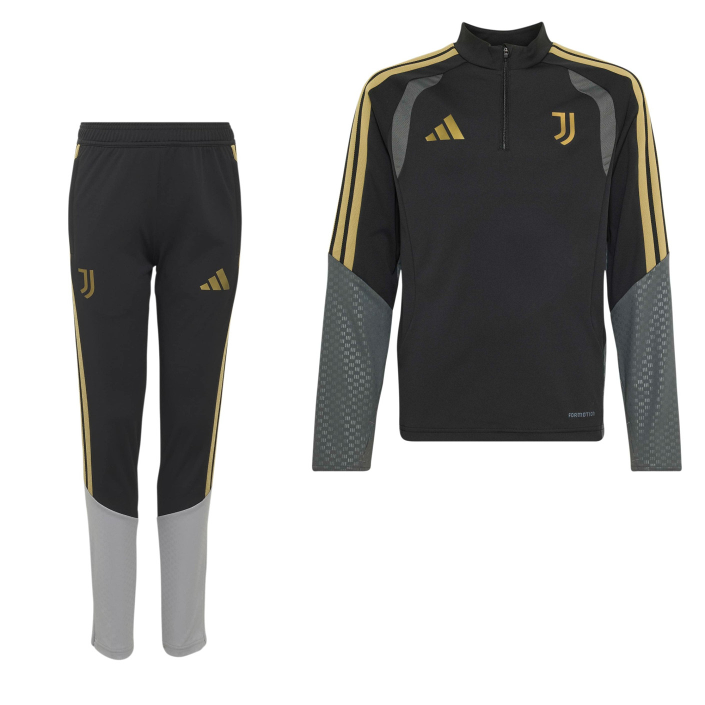 adidas Juventus Europees Trainingspak 1/4-Zip 2026-2027 Kids Zwart Grijs Goud