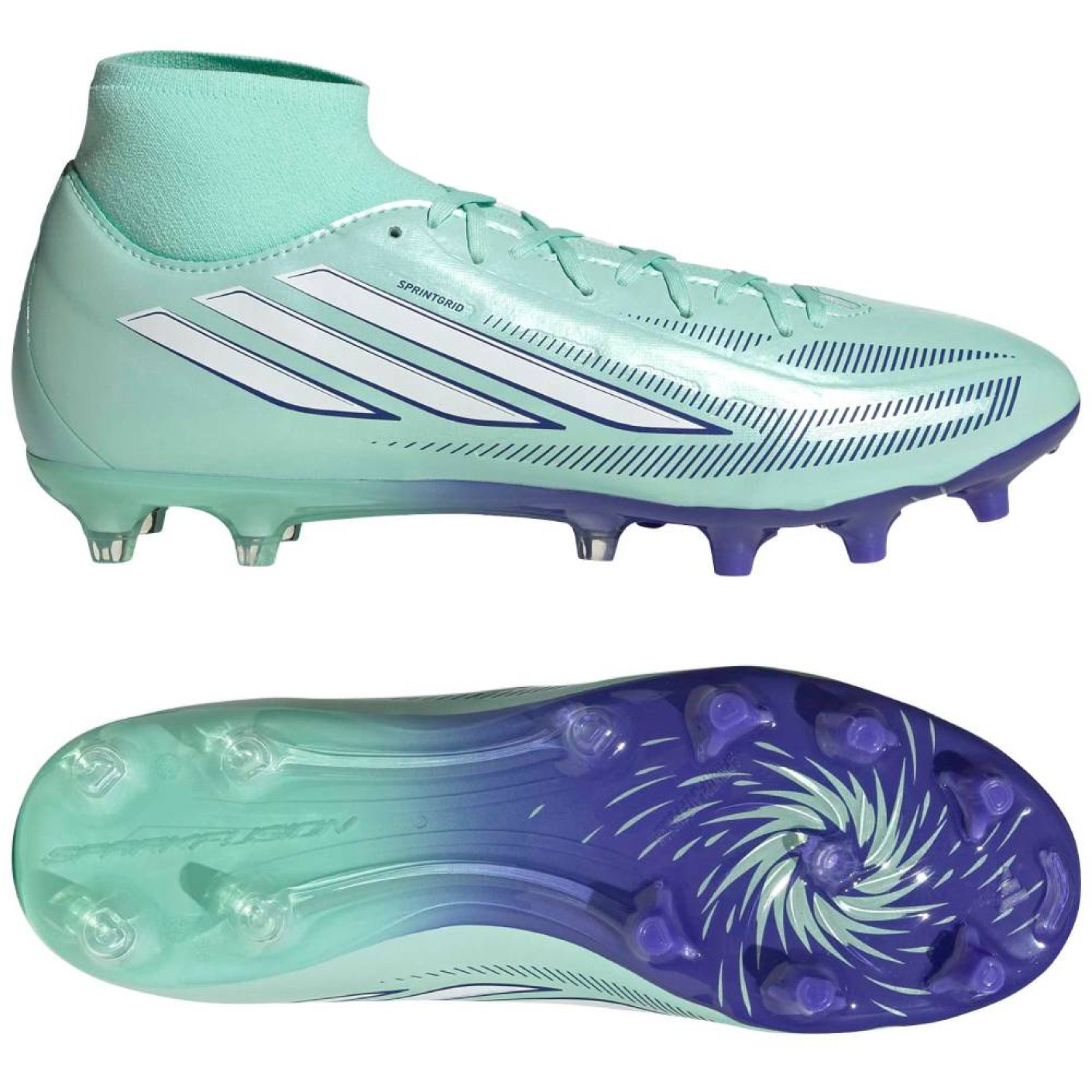 adidas F50 Sparkfusion League Mid Gras / Kunstgras Voetbalschoenen (MG) Dames Mintgroen Wit Blauw