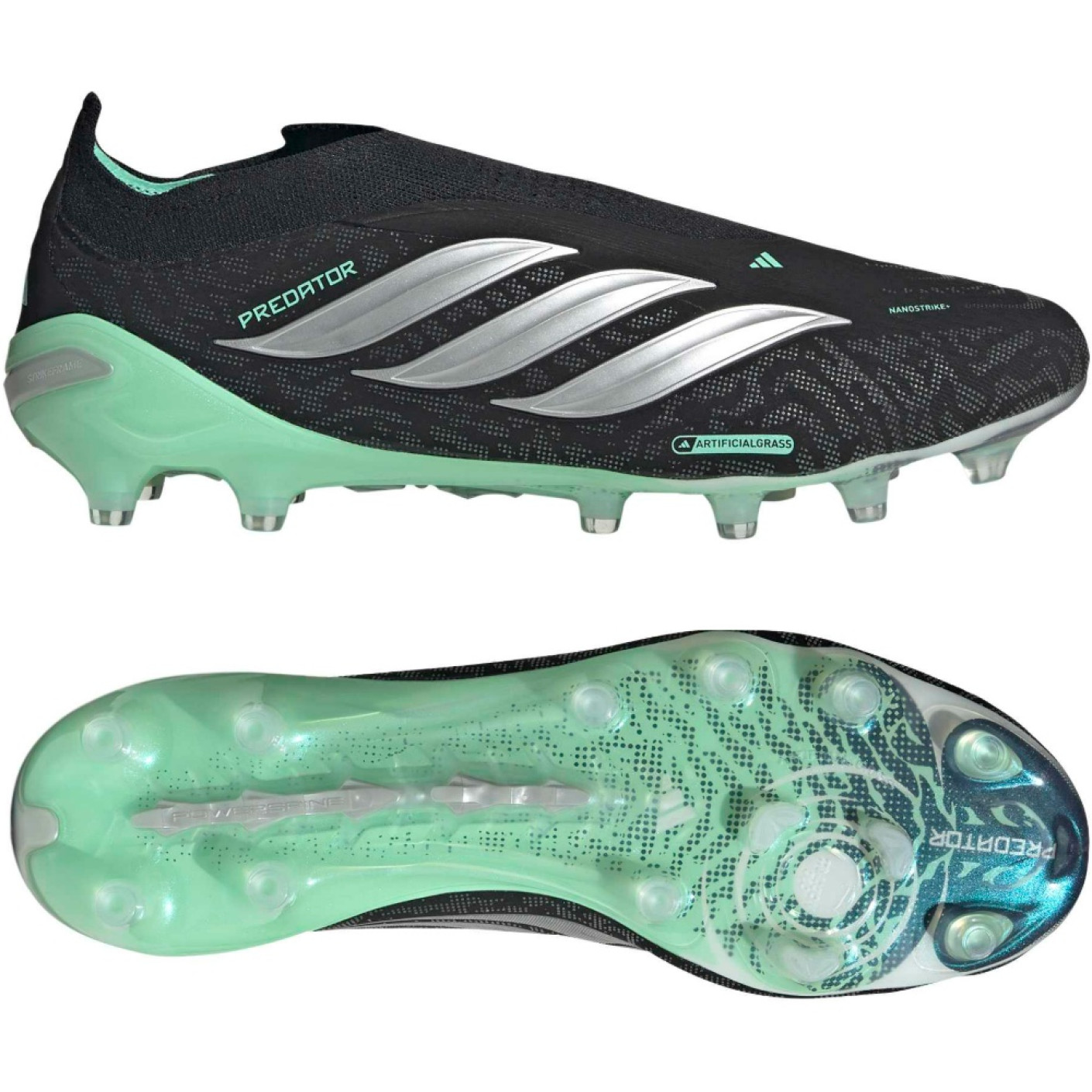 adidas Predator Elite Veterloze Kunstgras Voetbalschoenen (AG) Zwart Silver Lichtgroen
