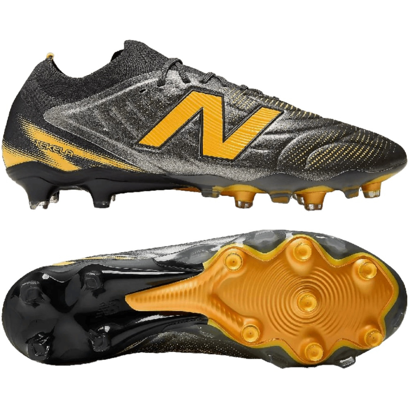 New Balance Tekela Elite Low Laced Gras Voetbalschoenen (FG) Grijs Zwart Geel
