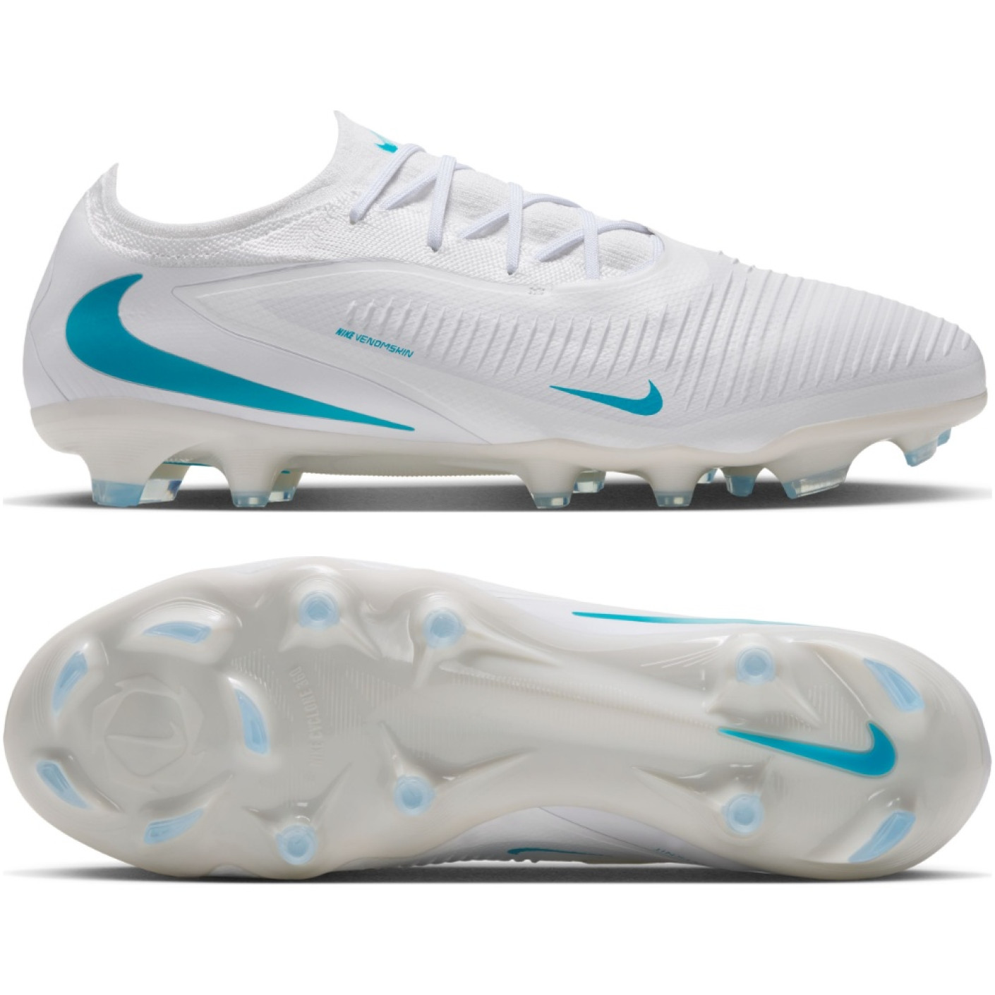 Nike Phantom 6 Low Pro Gazon Naturel Chaussures de Foot (FG) Blanc Turquoise