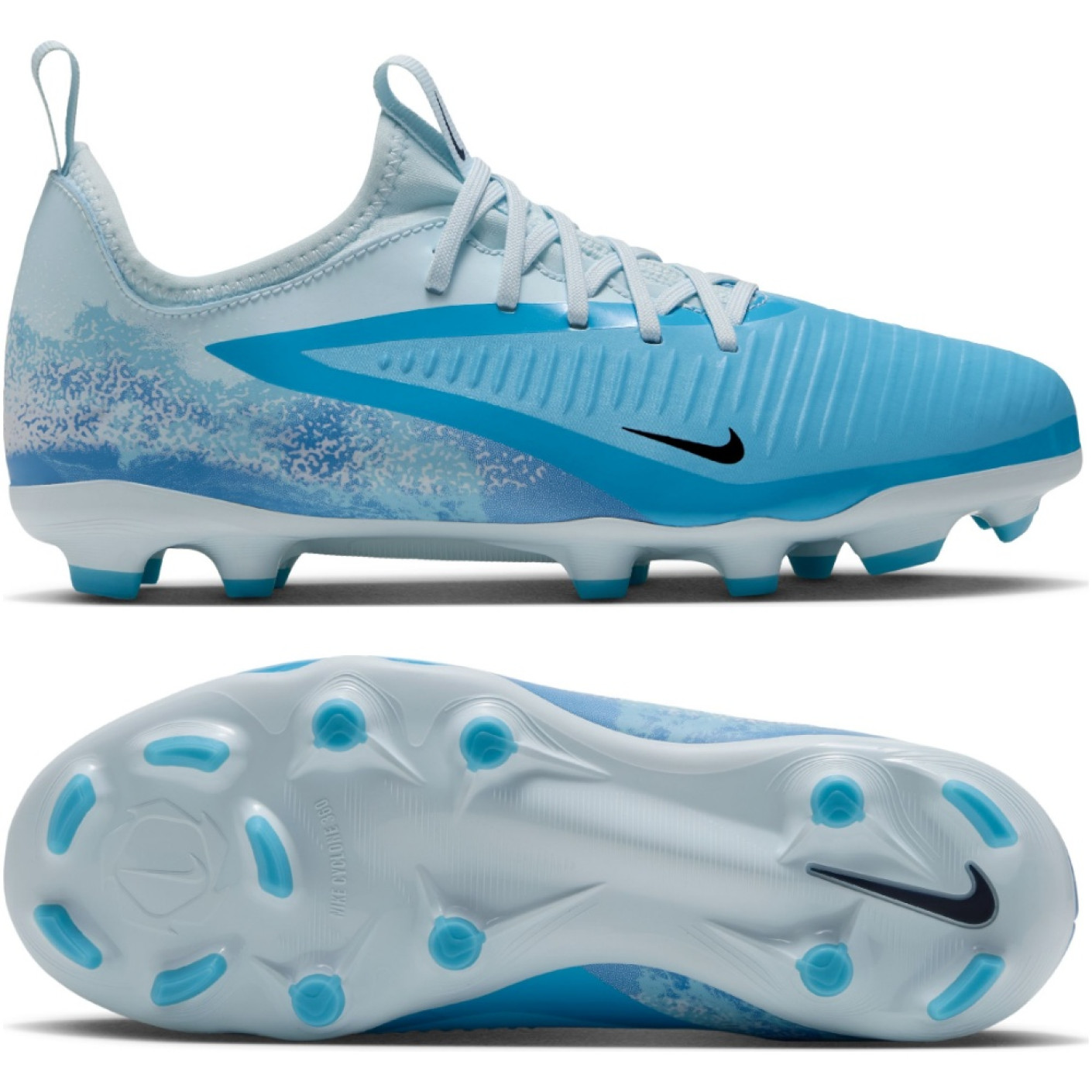 Nike Phantom 6 Low Haaland Academy Gras / Kunstgras Voetbalschoenen (MG) Kids Lichtblauw Blauw Felblauw