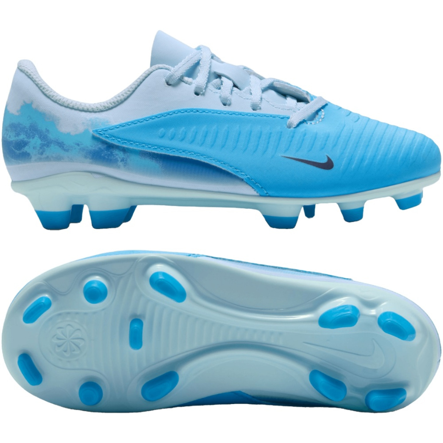 Nike Phantom 6 Low Haaland Club Gras / Kunstgras Voetbalschoenen (MG) Peuters/Kleuters Lichtblauw Blauw Felblauw