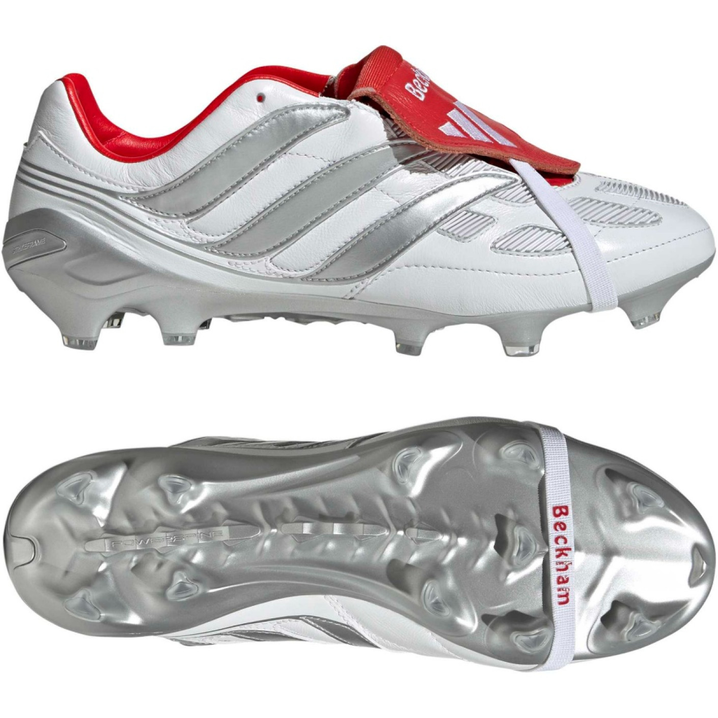 adidas Predator Precision David Beckham Gras Voetbalschoenen (FG) Wit Zilver Felrood