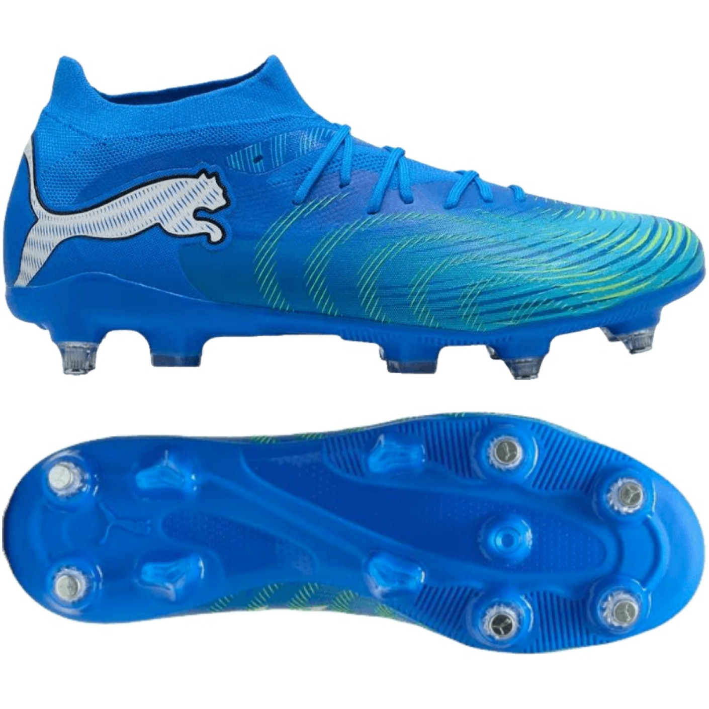 PUMA Future 9 Match Crampons Vissés Chaussures de Foot (SG) Bleu Bleu Lumineux Lime