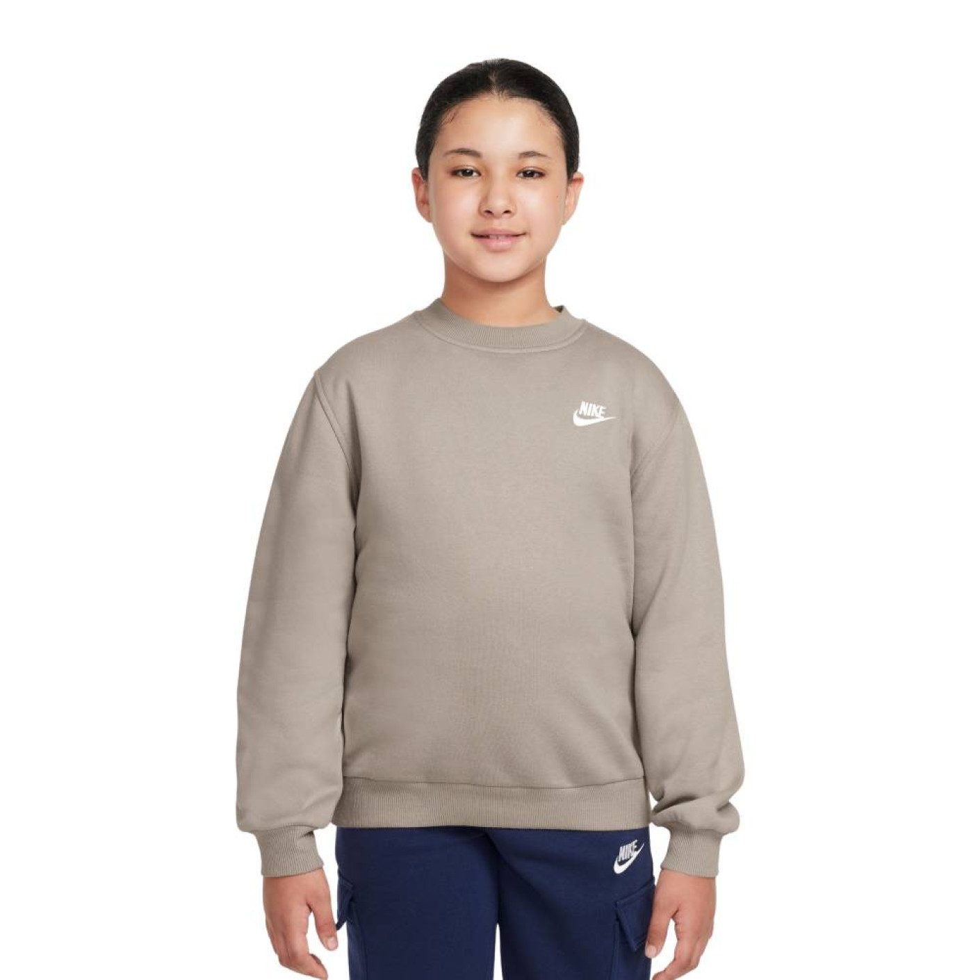 Pull polaire Nike Sportswear Club pour enfants, beige clair, blanc