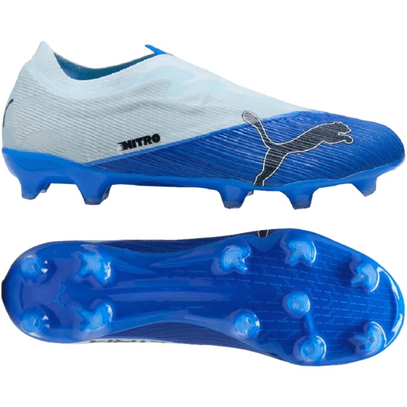 PUMA Ultra Nitro 7 Match Sans Lacets Gazon Naturel Artificiel Chaussures de Foot (MG) Bleu Clair Bleu Lime