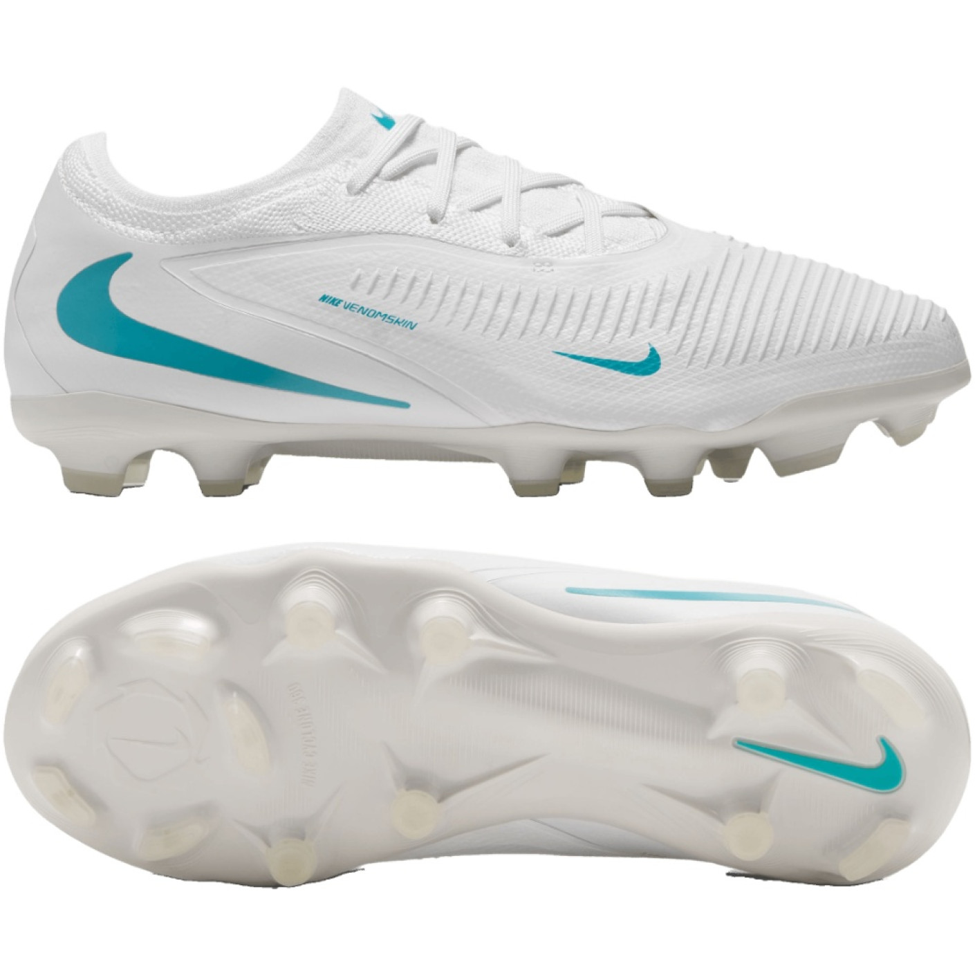 Nike Phantom 6 Low Pro Gras / Kunstgras Voetbalschoenen (MG) Kids Wit Turquoise