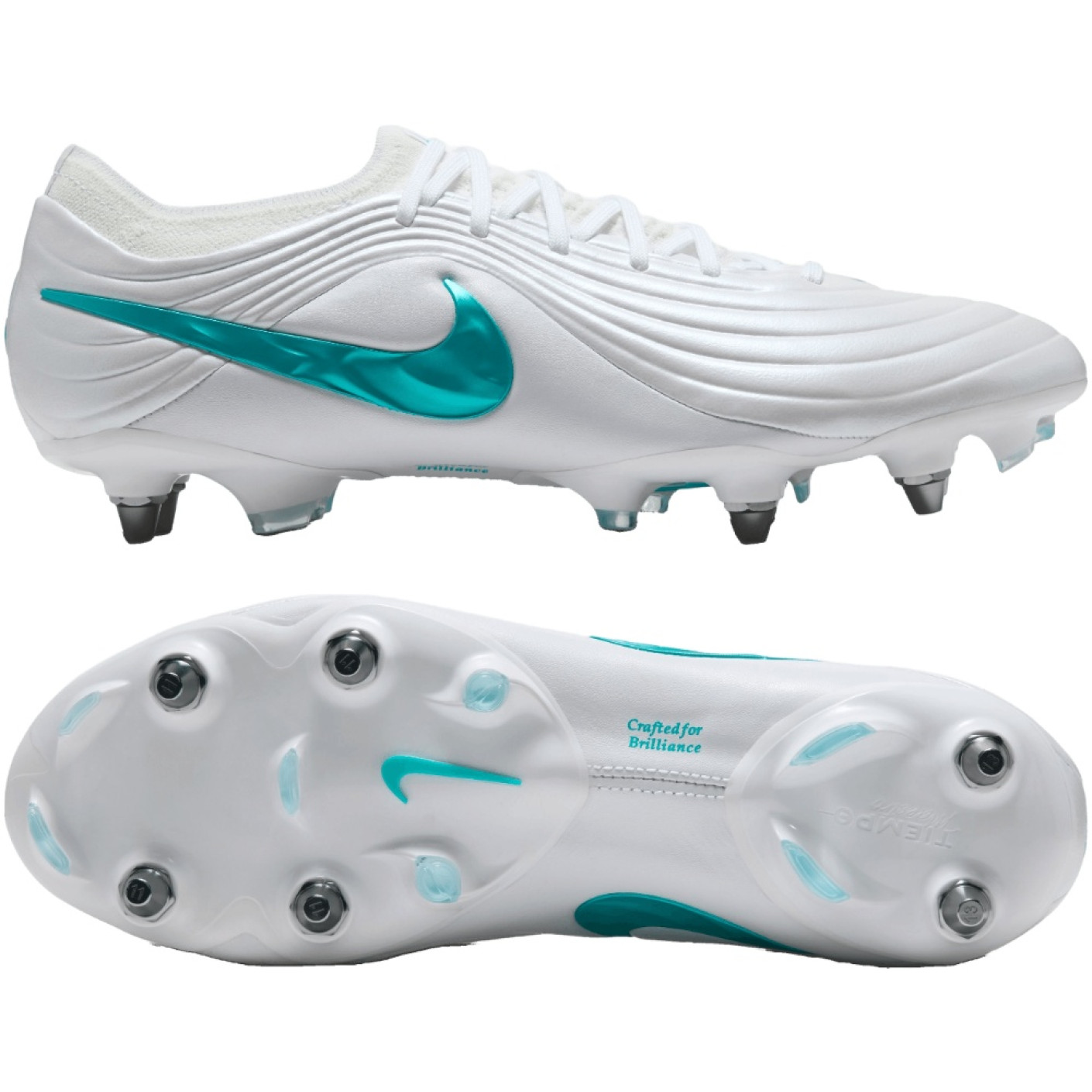 Nike Tiempo Maestro Elite Crampons Vissés Chaussures de Foot (SG) Blanc Turquoise