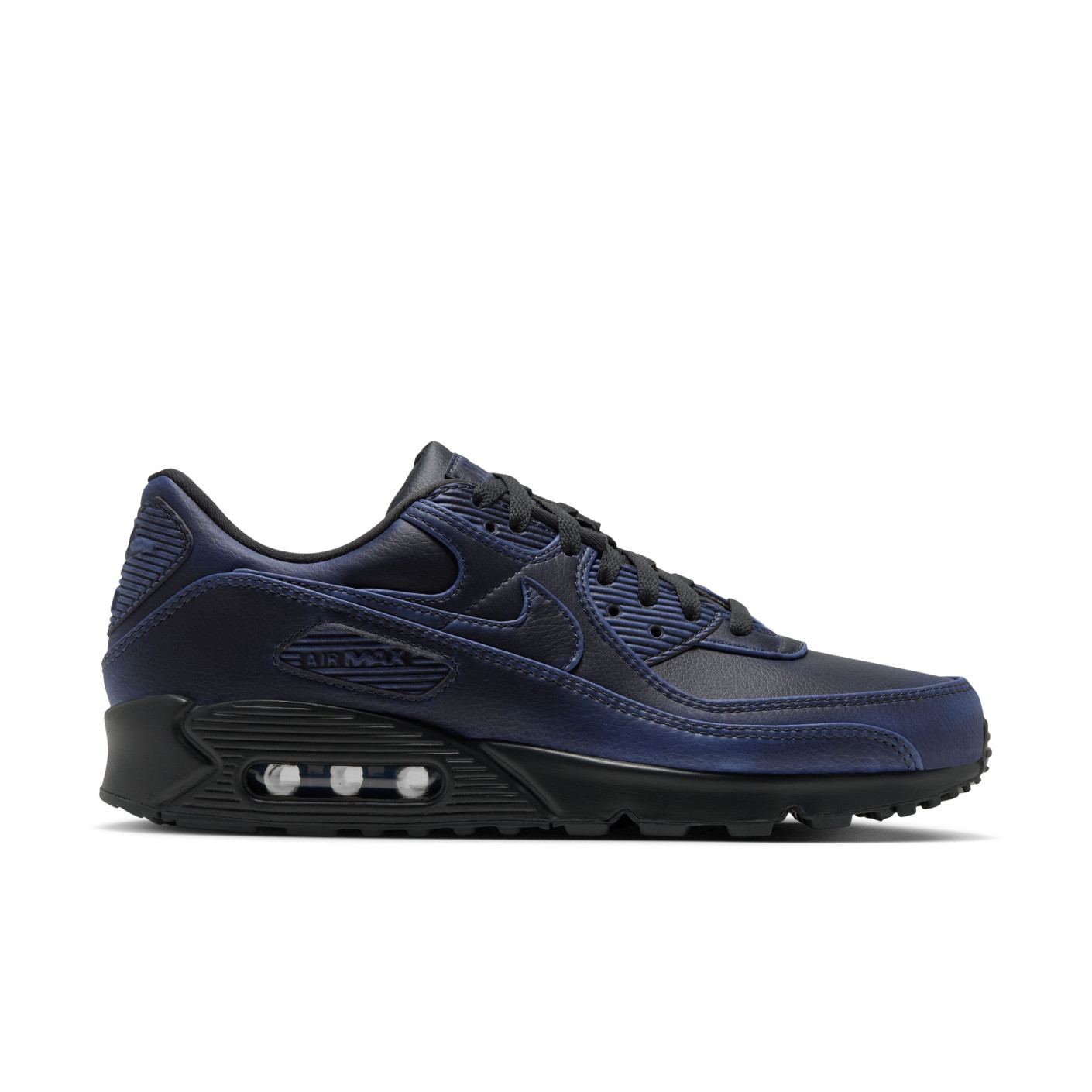 Nike Air Max 90 Premium Baskets Noir Dark Smoke Grey University Blue