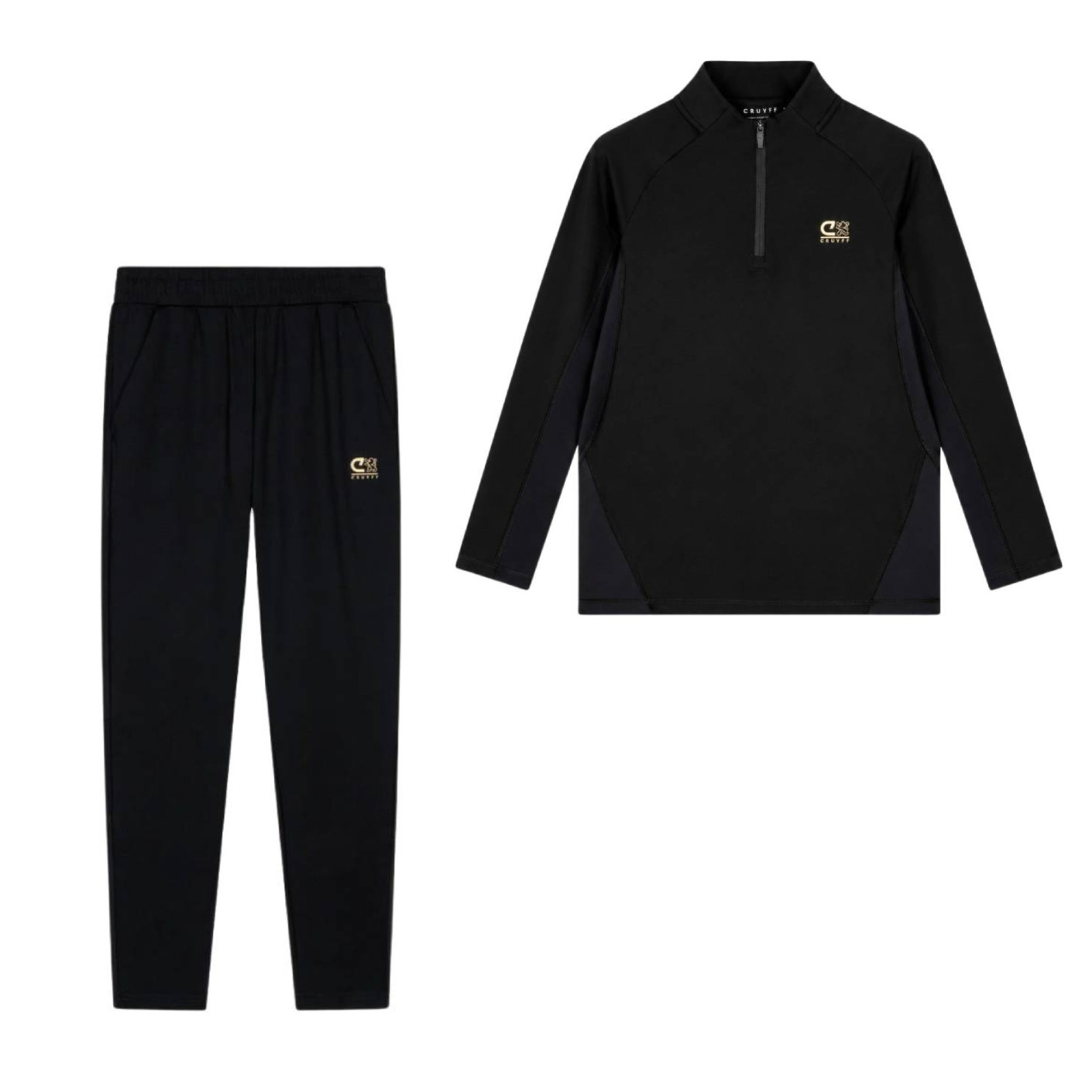Cruyff Linea Trainingspak 1/4-Zip Kids Zwart