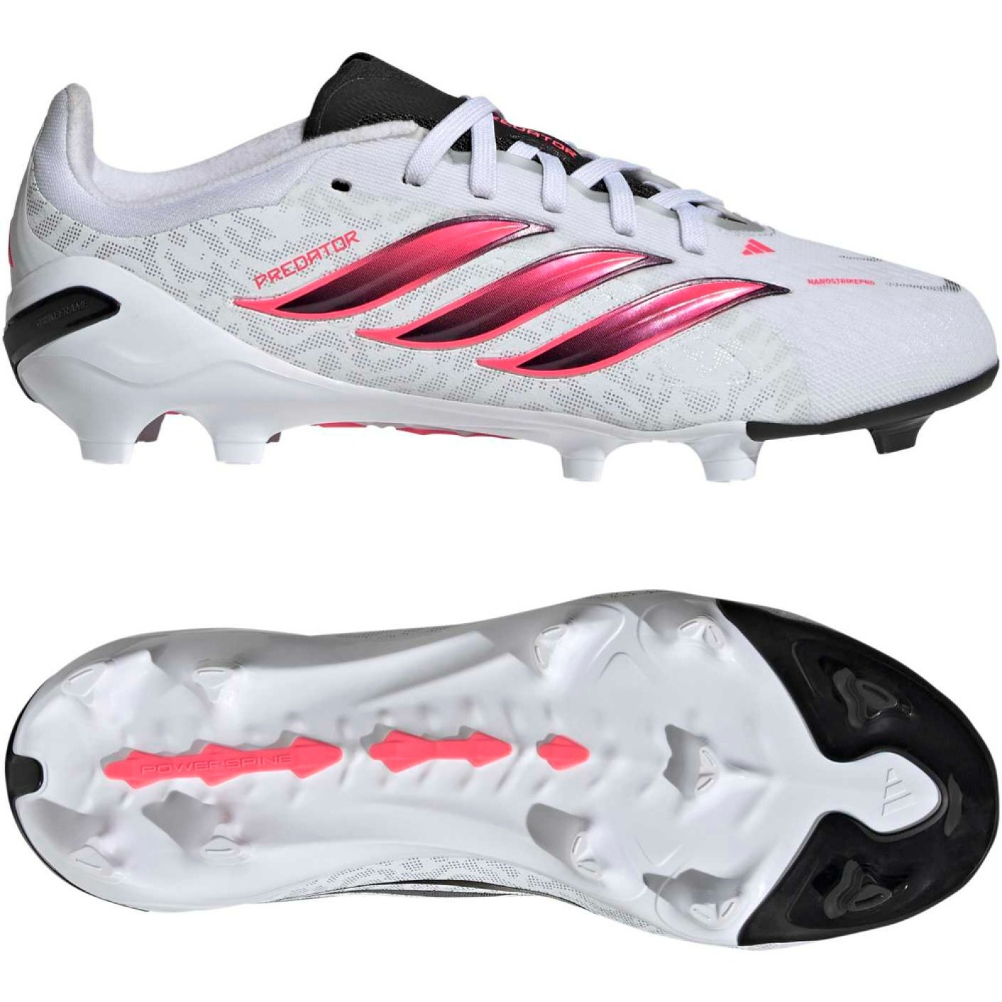 adidas Predator Elite Gazon Naturel Chaussures de Foot (FG) Enfants Blanc Noir Rose