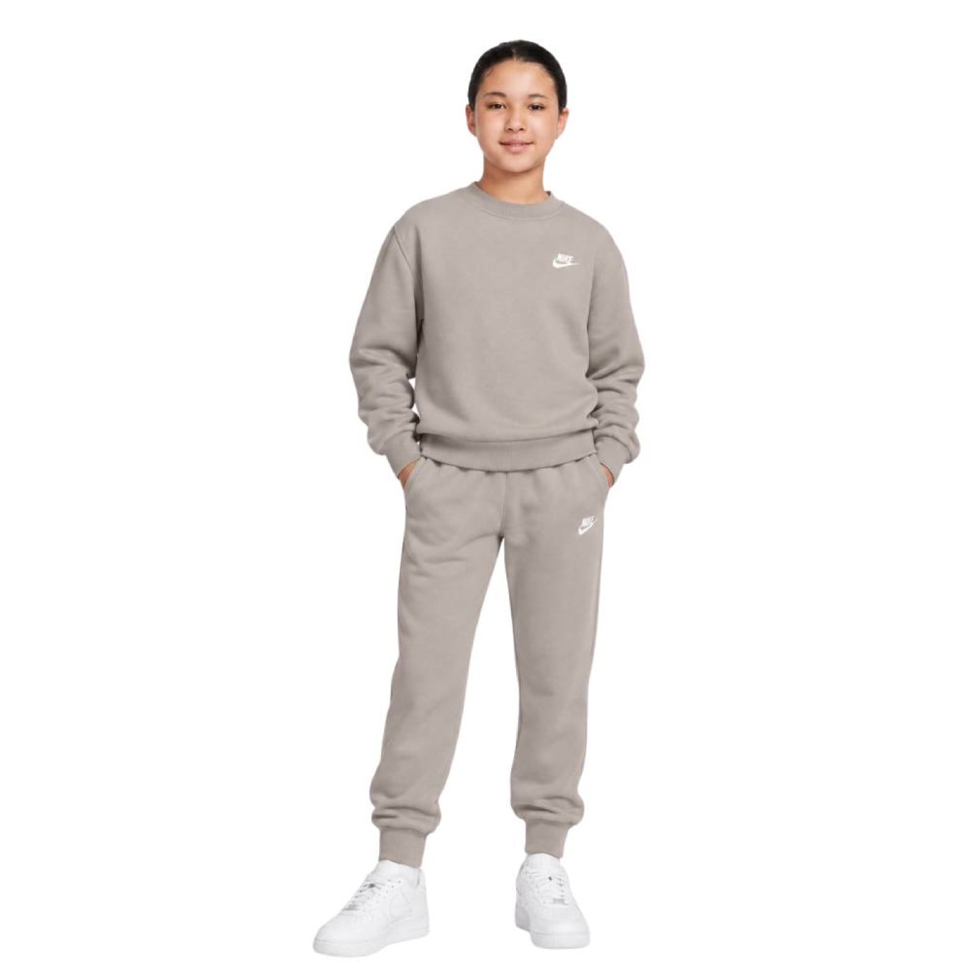 Survêtement Nike Sportswear Club Fleece Crew pour Enfants, beige clair, blanc