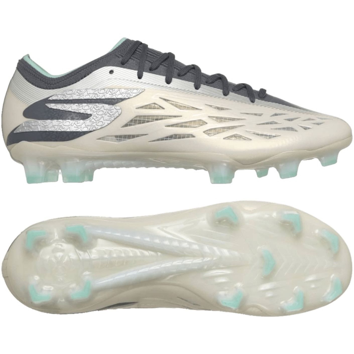 Skechers Razor 2 Elite Gras Voetbalschoenen (FG) Beige Donkergrijs Turquoise