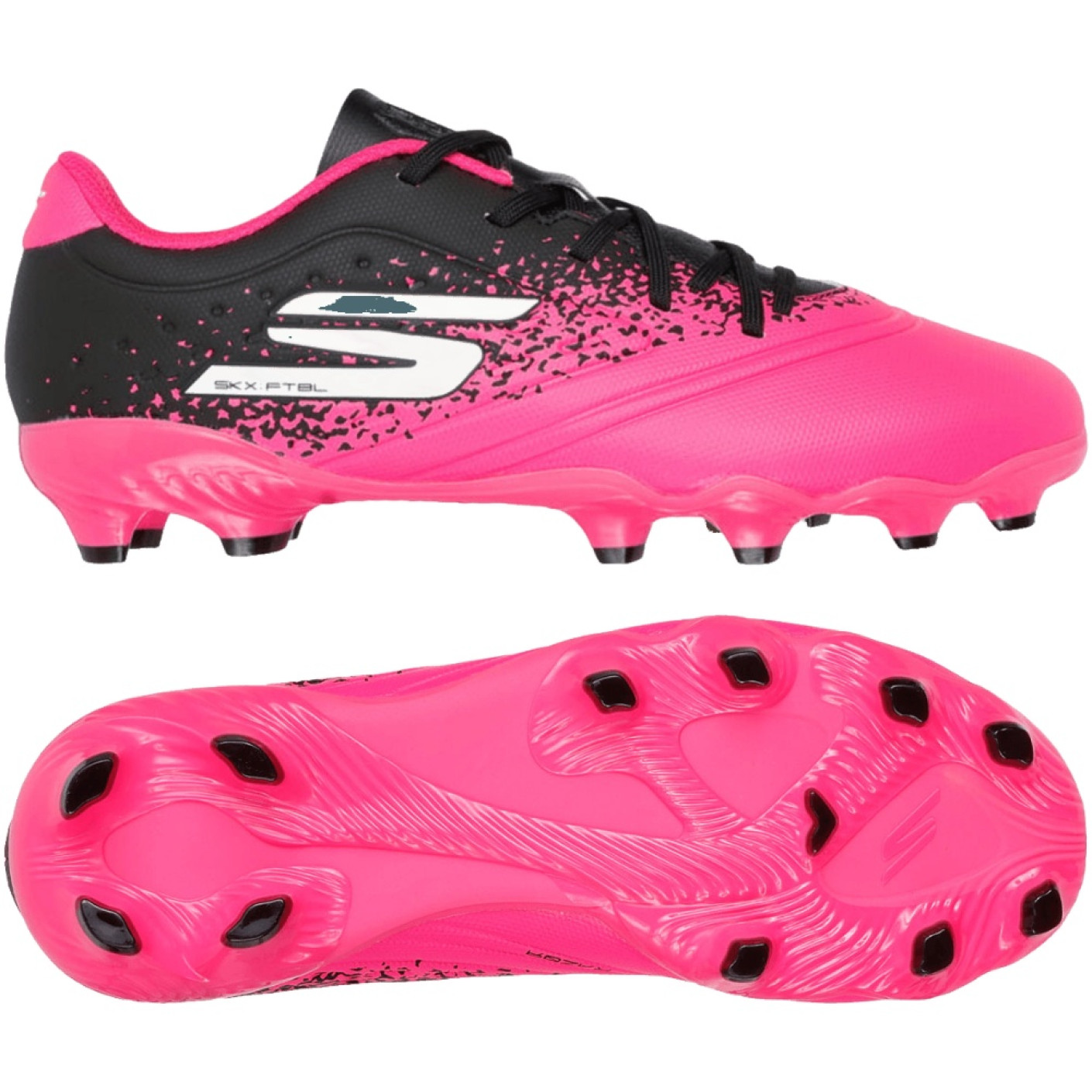 Skechers Razor 1.5 Gazon Naturel Chaussures de Foot (FG) Enfants Noir Rose