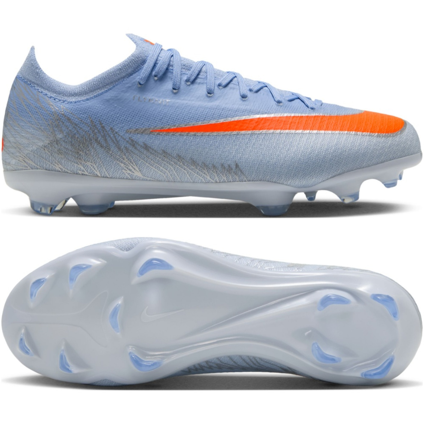 Nike Mercurial Vapor 17 Pro Gazon Naturel Chaussures de Foot (FG) Enfants Bleu Clair Orange Gris Argenté
