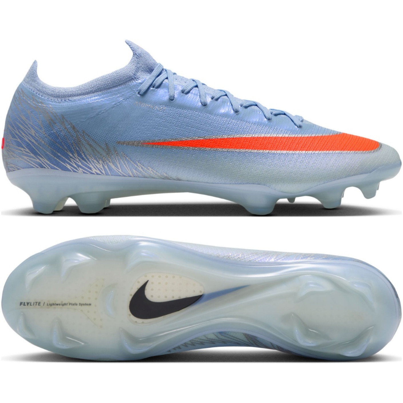 Nike Mercurial Vapor 17 Elite Gras Voetbalschoenen (FG) Lichtblauw Oranje Zilvergrijs