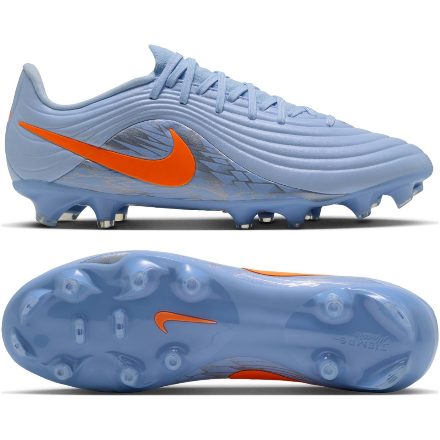 Nike Tiempo Maestro Academy Gras / Kunstgras Voetbalschoenen (MG) Lichtblauw Oranje Zilvergrijs