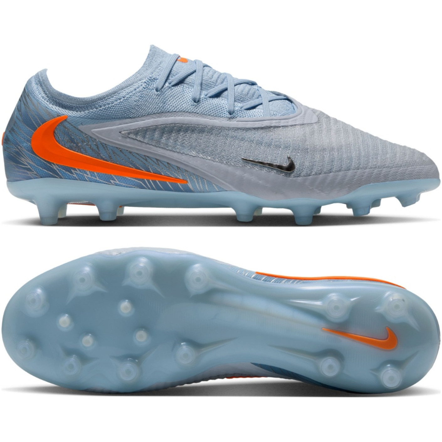 Nike Phantom 6 Low Elite Kunstgras Voetbalschoenen (AG) Lichtblauw Oranje Zilvergrijs