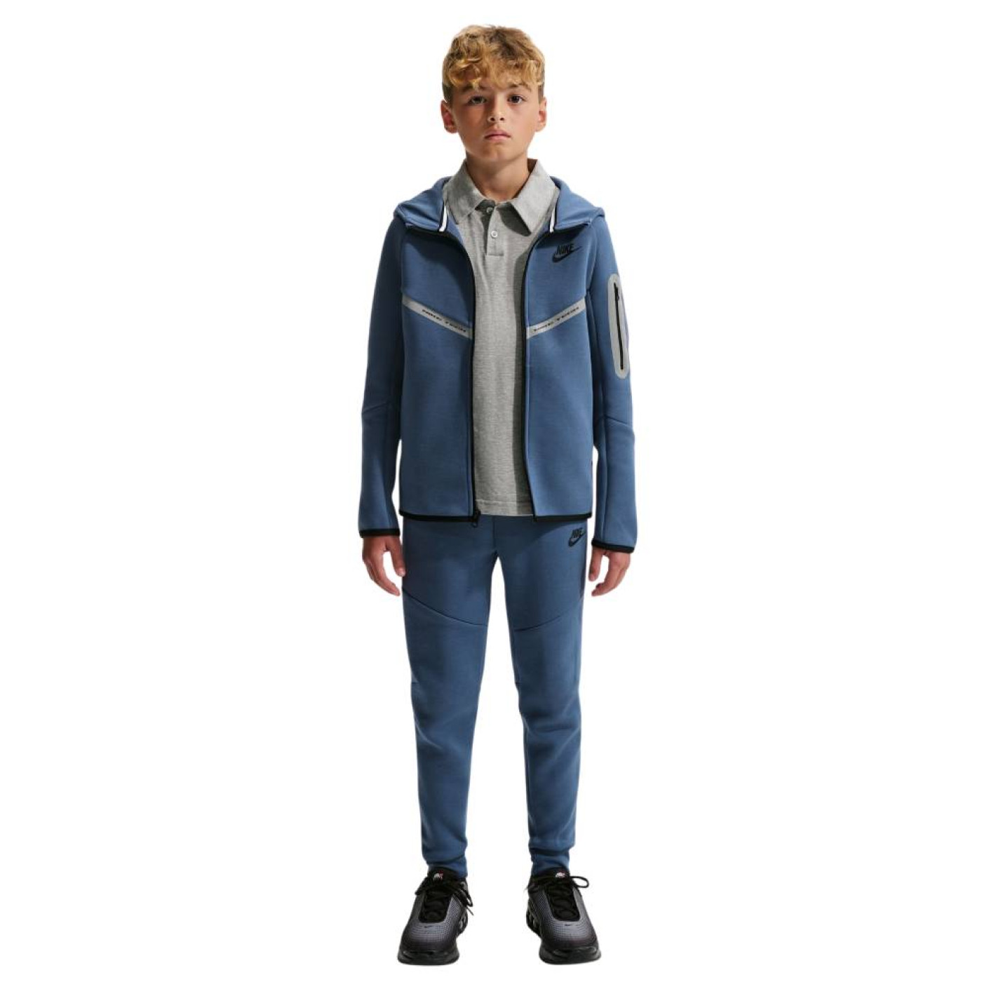 Nike Sportswear Tech Fleece Reflect Trainingspak Kids Staalblauw Zilvergrijs Zwart