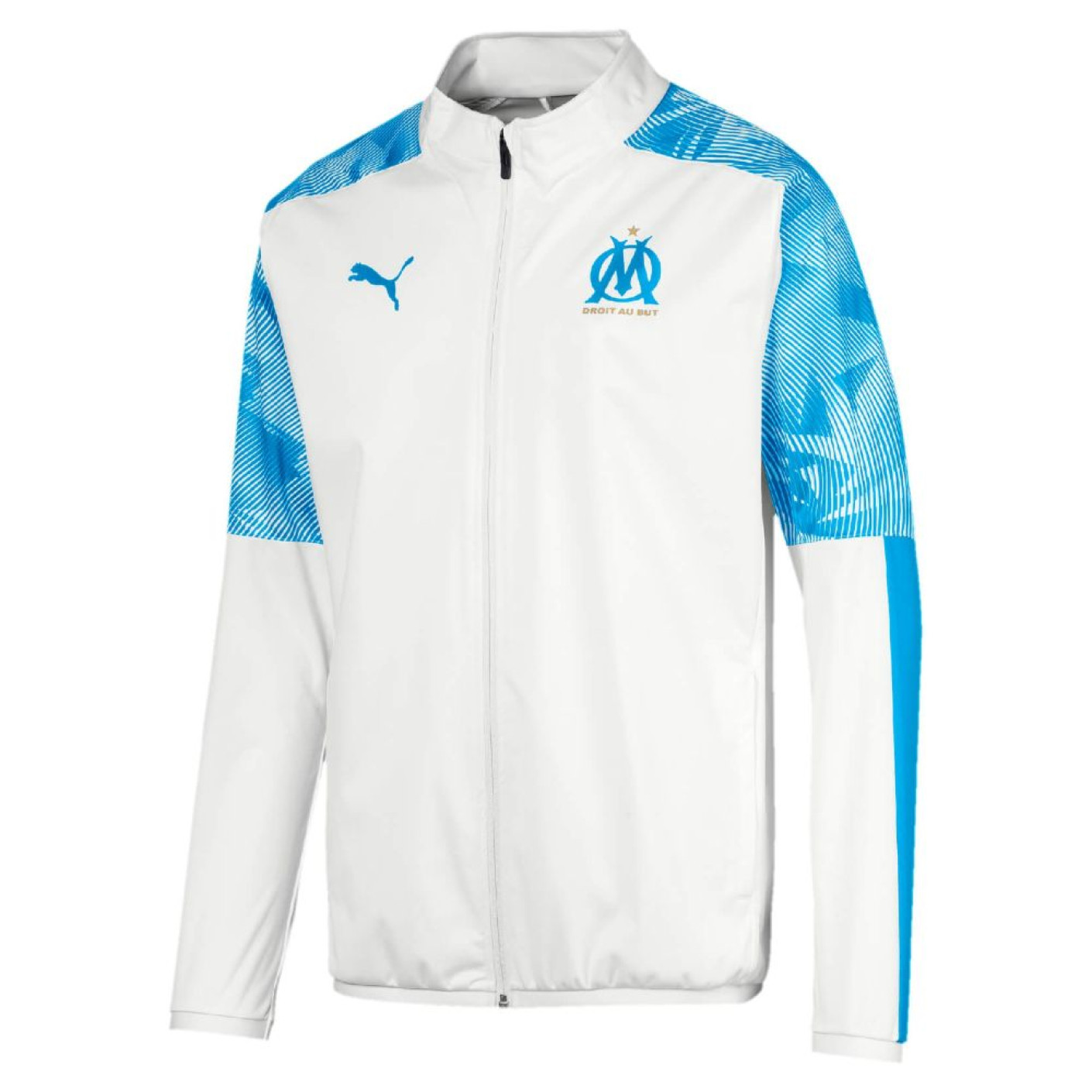 PUMA Olympique Marseille Trainingsjack 2019-2020 Wit Lichtblauw