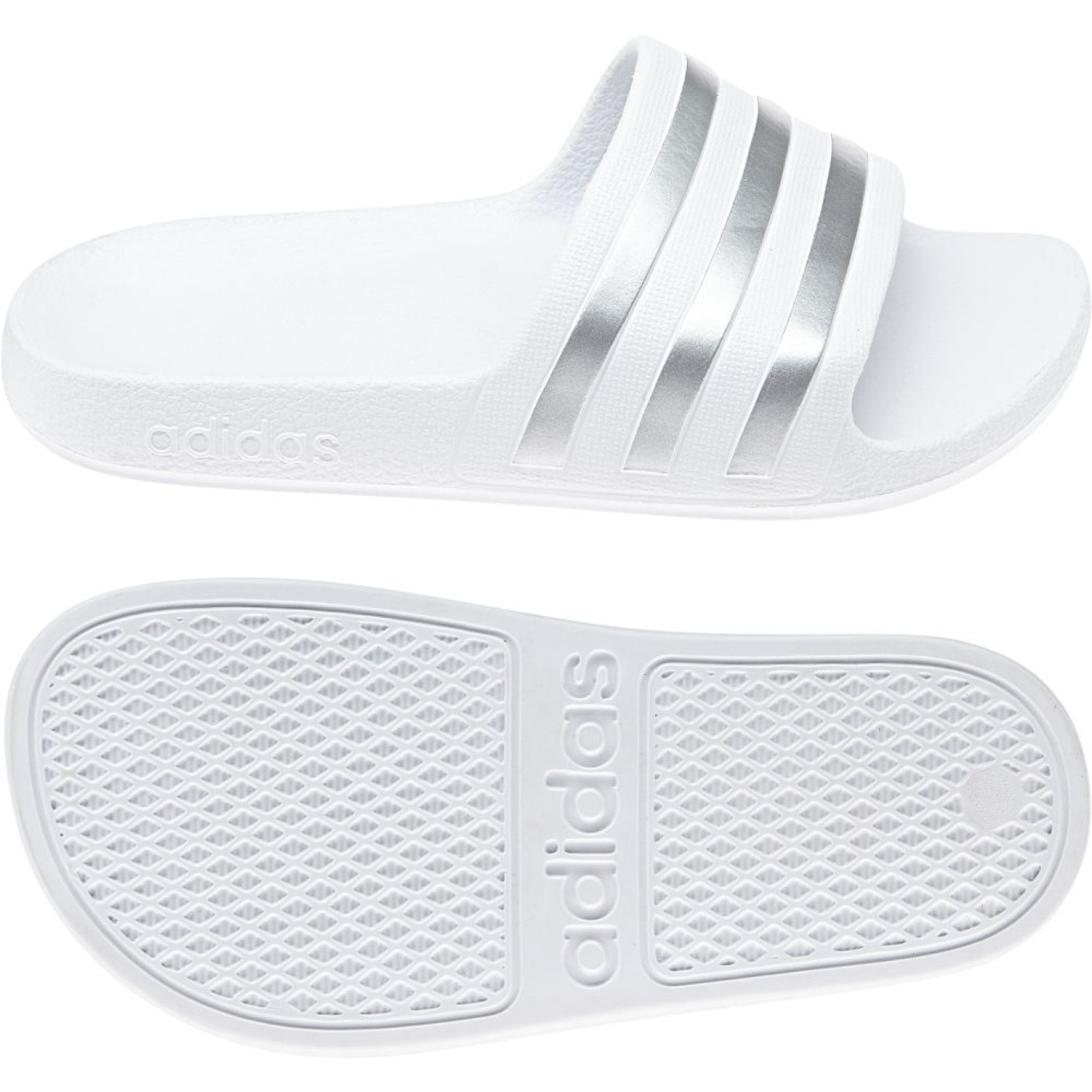 adidas ADILETTE AQUA Slippers Wit Zilver