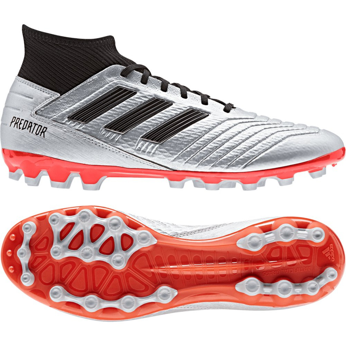 adidas PREDATOR 19.3 AG Kunstgras Voetbalschoenen Zilver Zwart