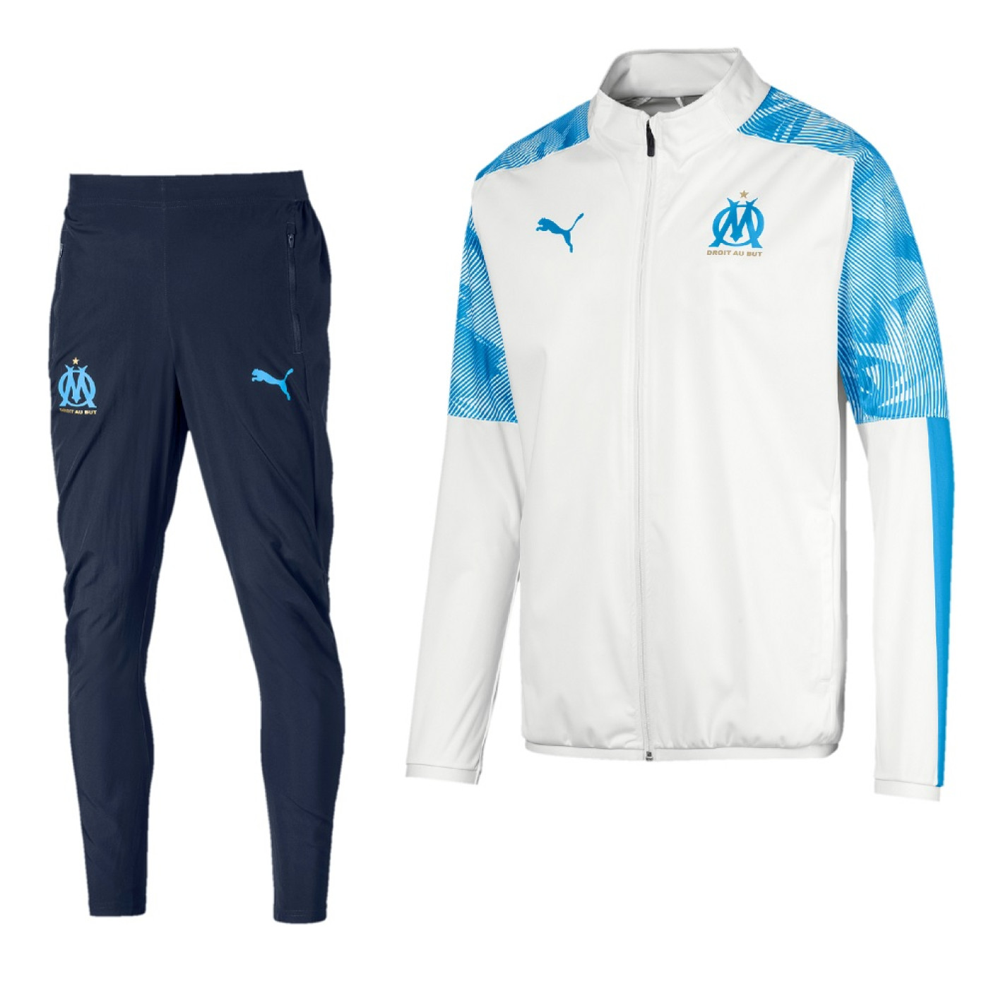 PUMA Olympique Marseille Trainingspak 2019-2020 Wit Blauw