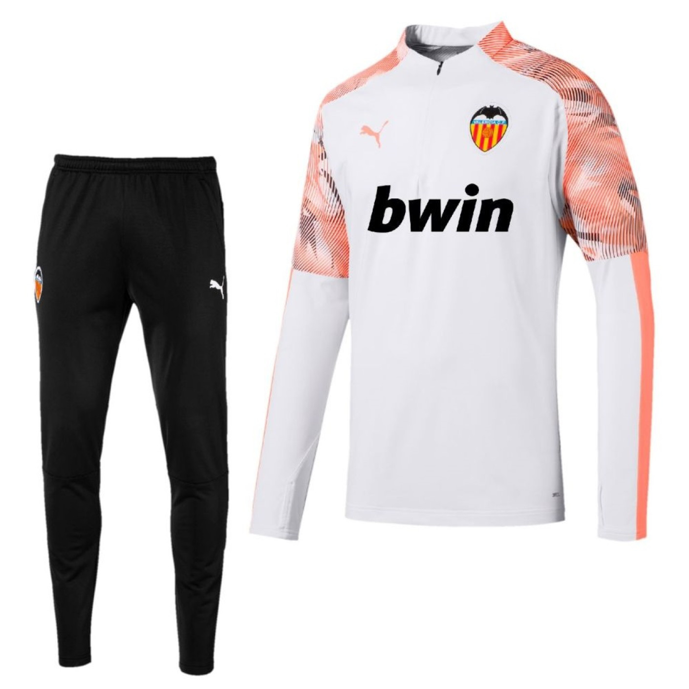 PUMA Valencia Zip Trainingspak 2019-2020 Wit Oranje