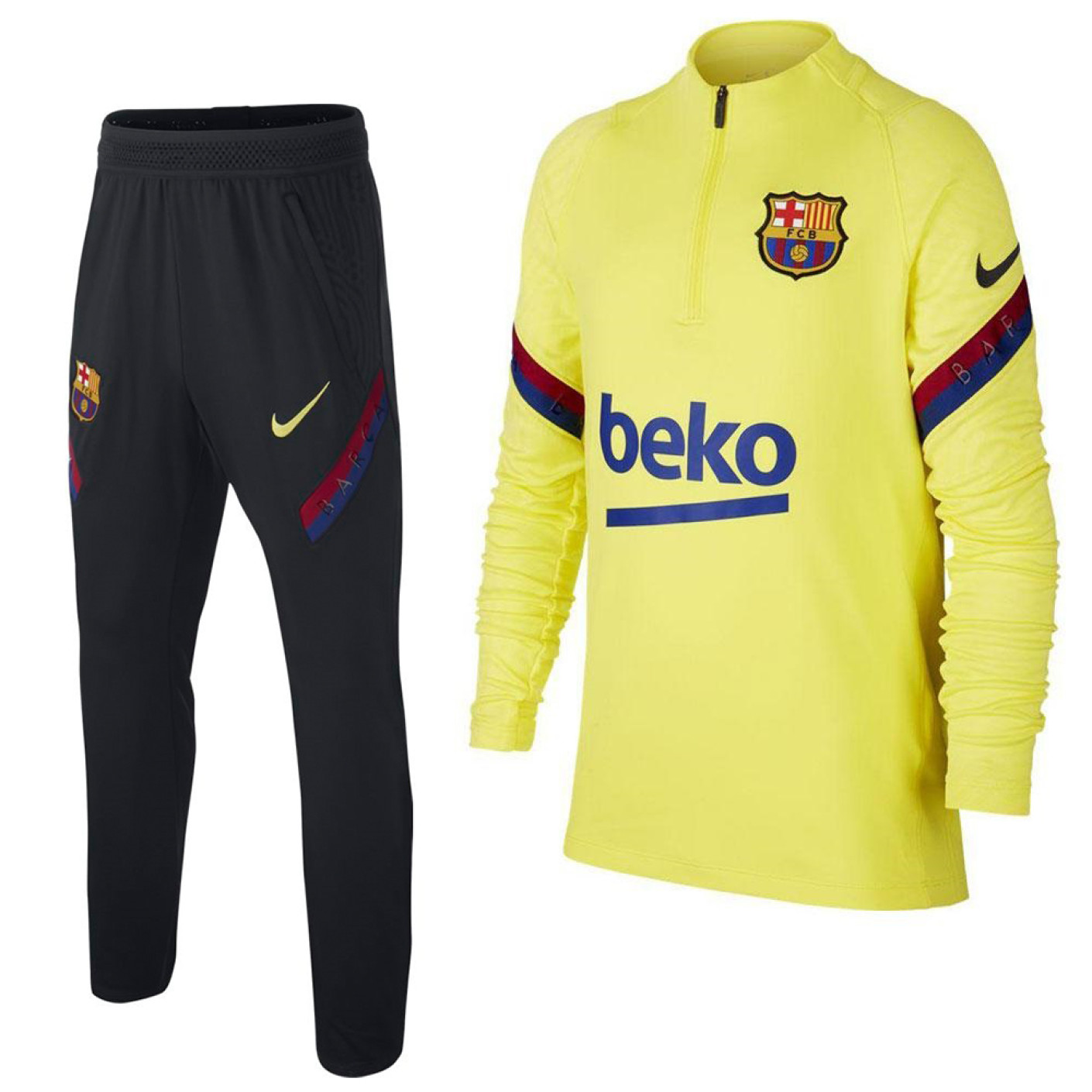 Nike FC Barcelona Strike Trainingspak 2020-2021 Kids Geel Blauw