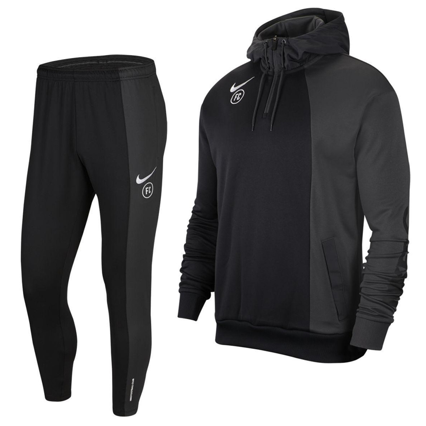 Nike F.C. Hoodie Trainingspak Antraciet Zwart Wit