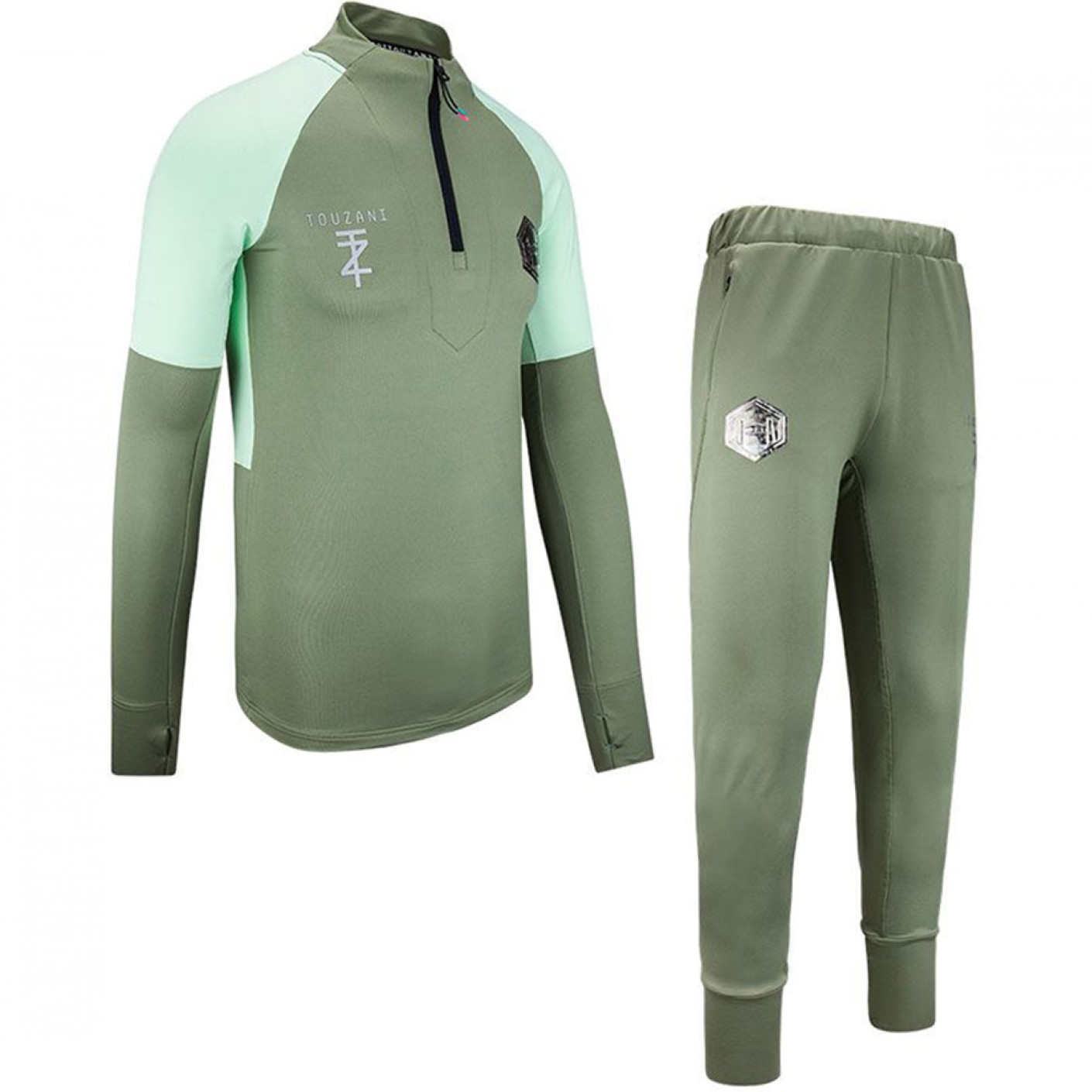 TOUZANI Performance Trainingspak Kids Olive Mint Voetbalshop.be