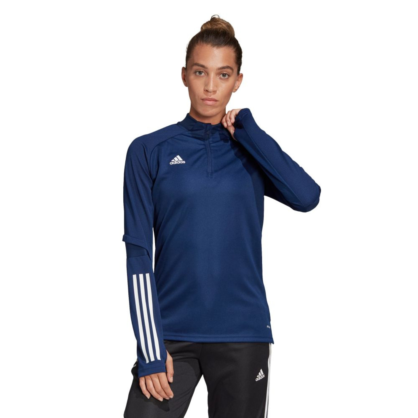 Haut d'entraînement adidas Condivo 20 1/4-Zip pour femmes, bleu foncé, blanc