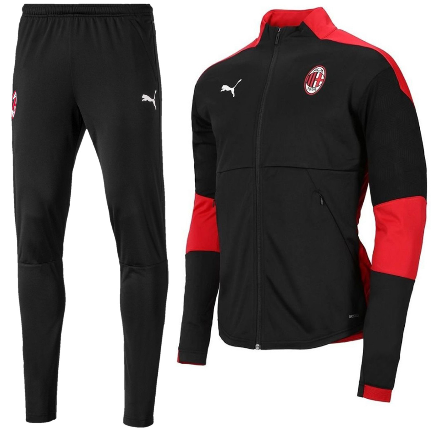 Puma AC Milan Full-Zip Trainingspak 2020-2021 Zwart Rood