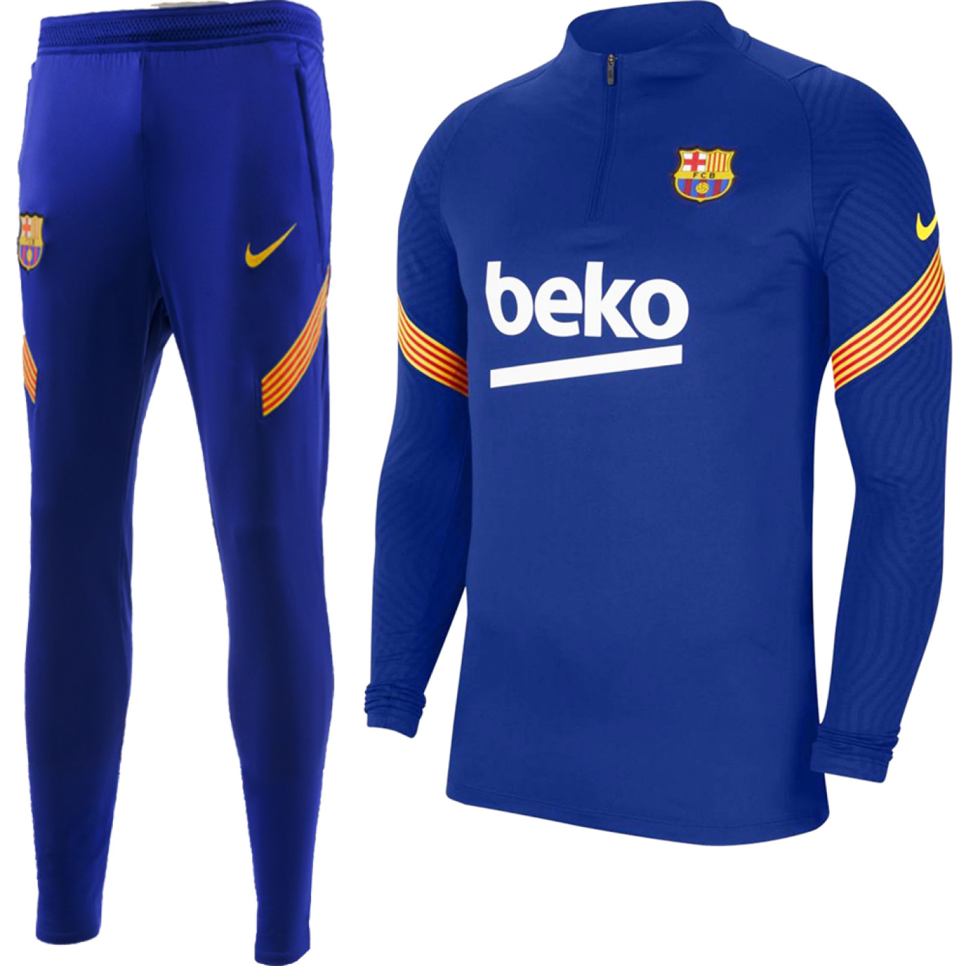 Survêtement Nike FC Barcelona Dry Strike 2020-2021 Bleu Foncé Jaune