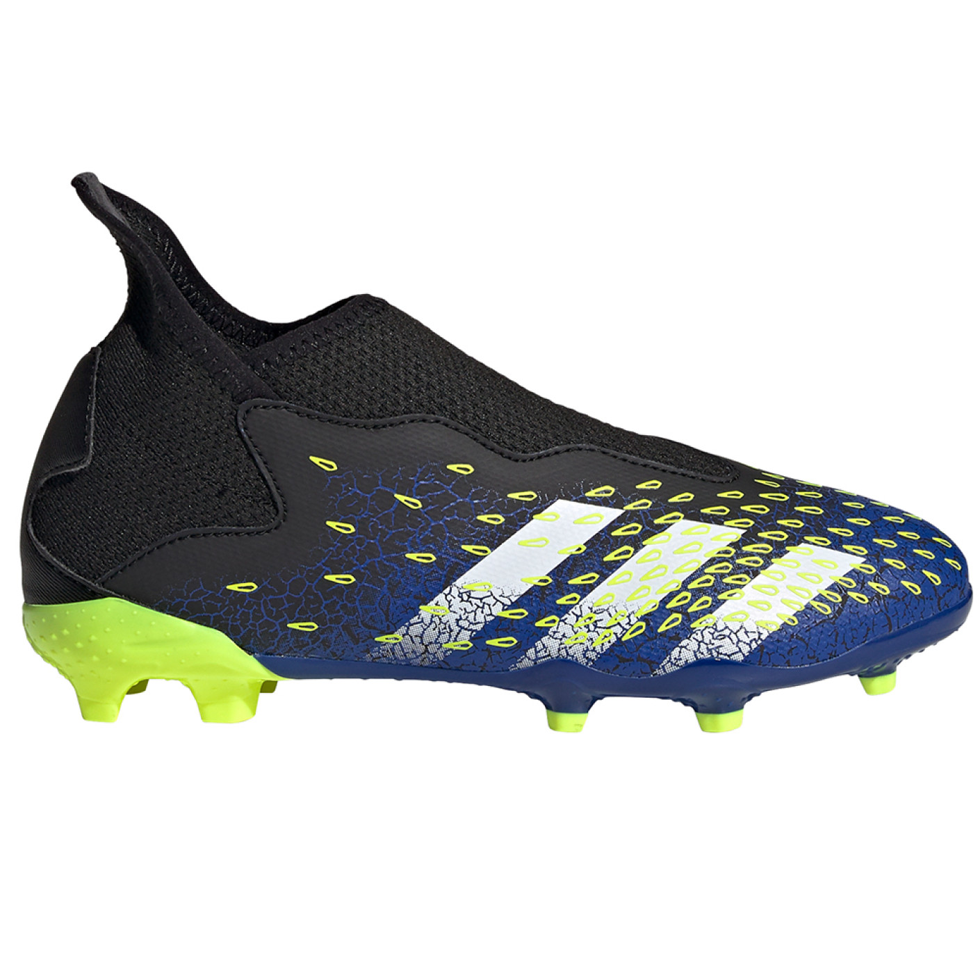 adidas Predator Freak.3 LL Grass Chaussure de Chaussures de Foot (FG) Enfant Noir Blanc Jaune