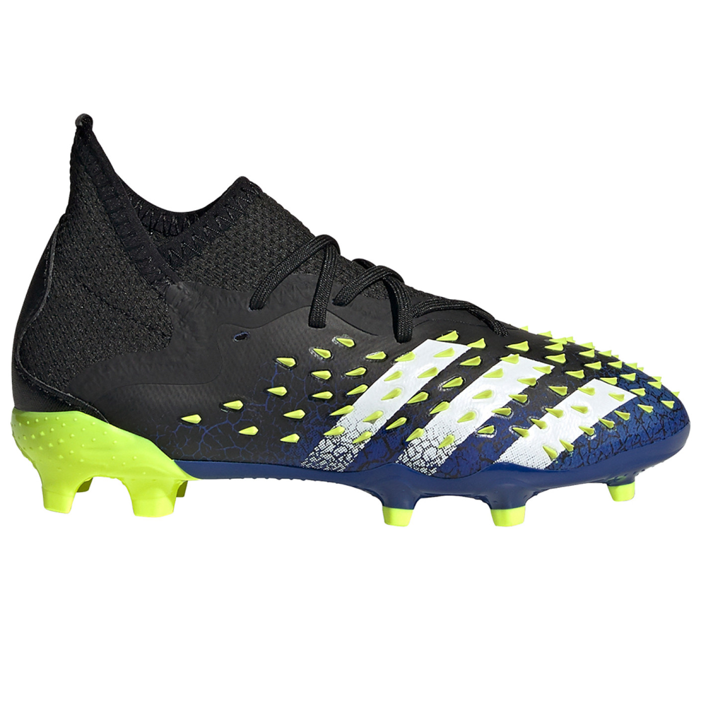 adidas Predator Freak.1 Grass Chaussure de Chaussures de Foot (FG) Enfant Noir Blanc Jaune