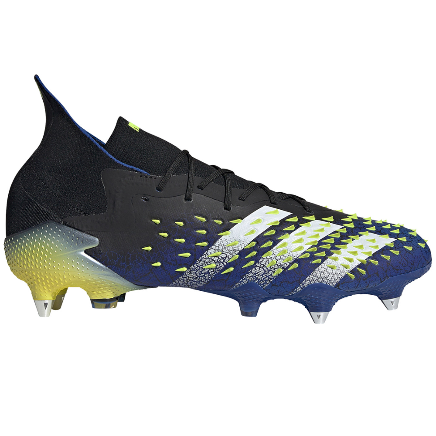 adidas Predator Freak.1 Iron-Nop Chaussure de Chaussures de Foot (SG) Noir Blanc Jaune