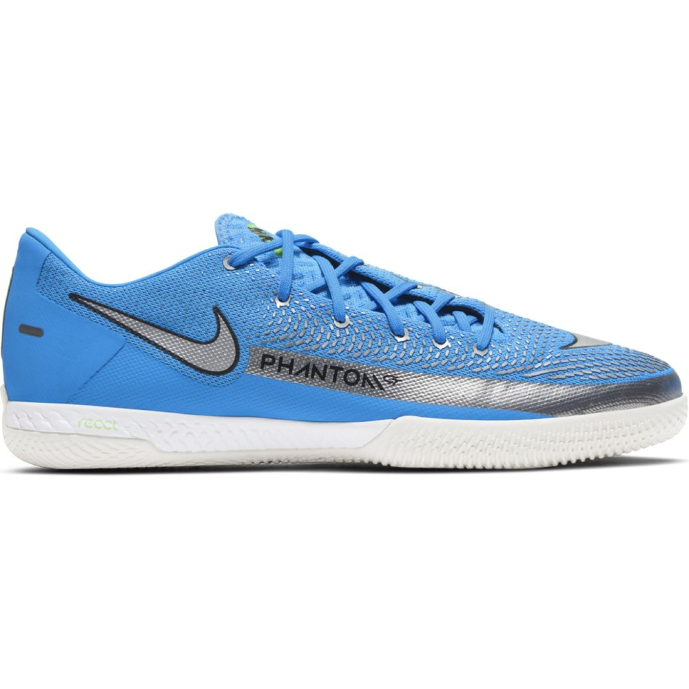 Chaussures de football en salle Nike Phantom GT React Pro (IC) Bleu Argent Vert