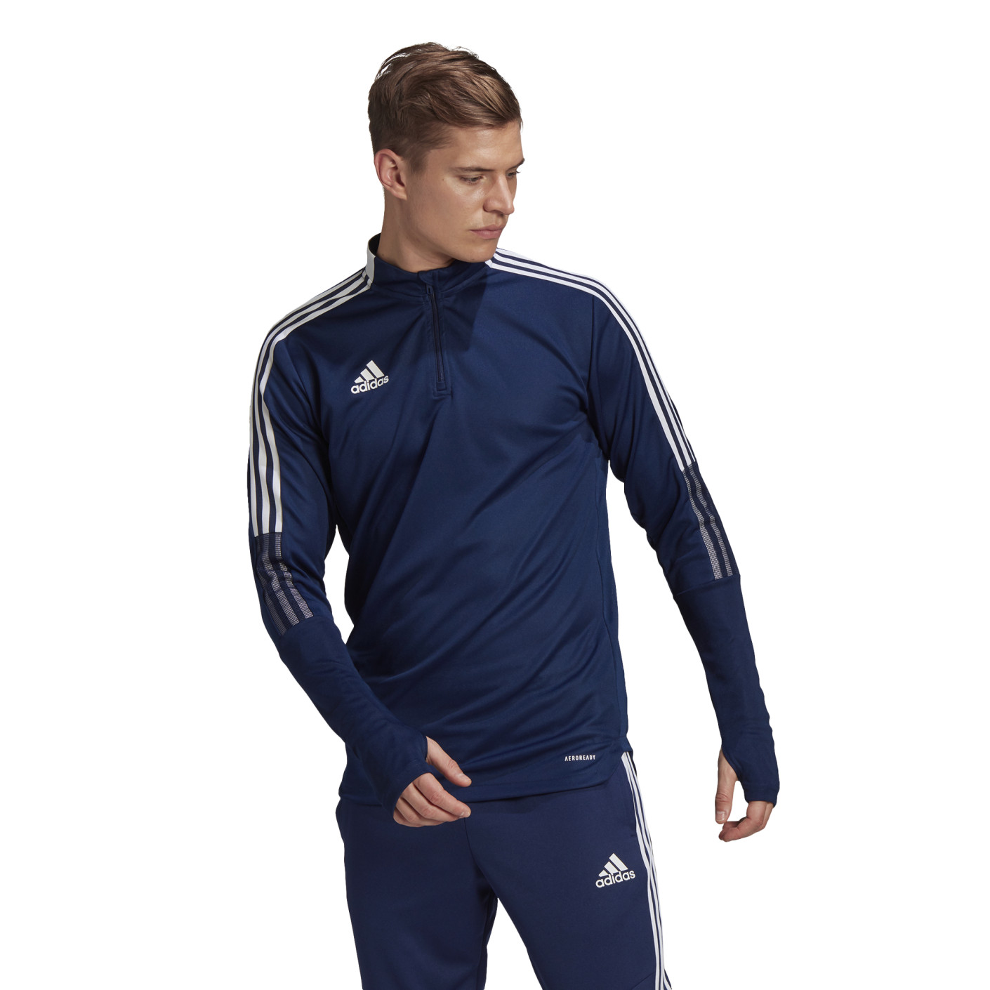 Haut d'Entraînement adidas Tiro 21 bleu foncé blanc